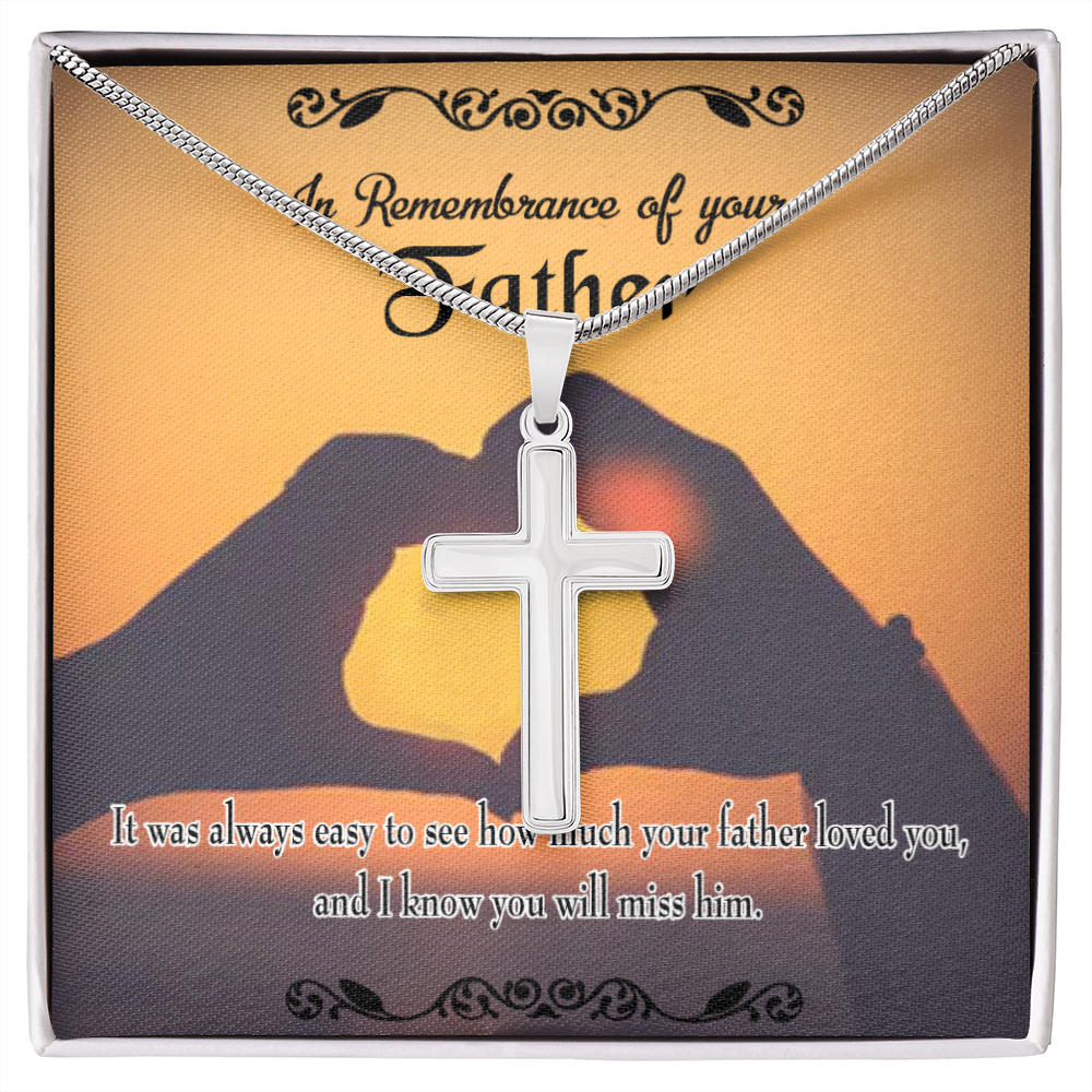 Easy to See Dad Memorial Gift Dad Memorial Cross Necklace Sympathy Gift Loss of Father Condolence Message Card-Express Your Love Gifts