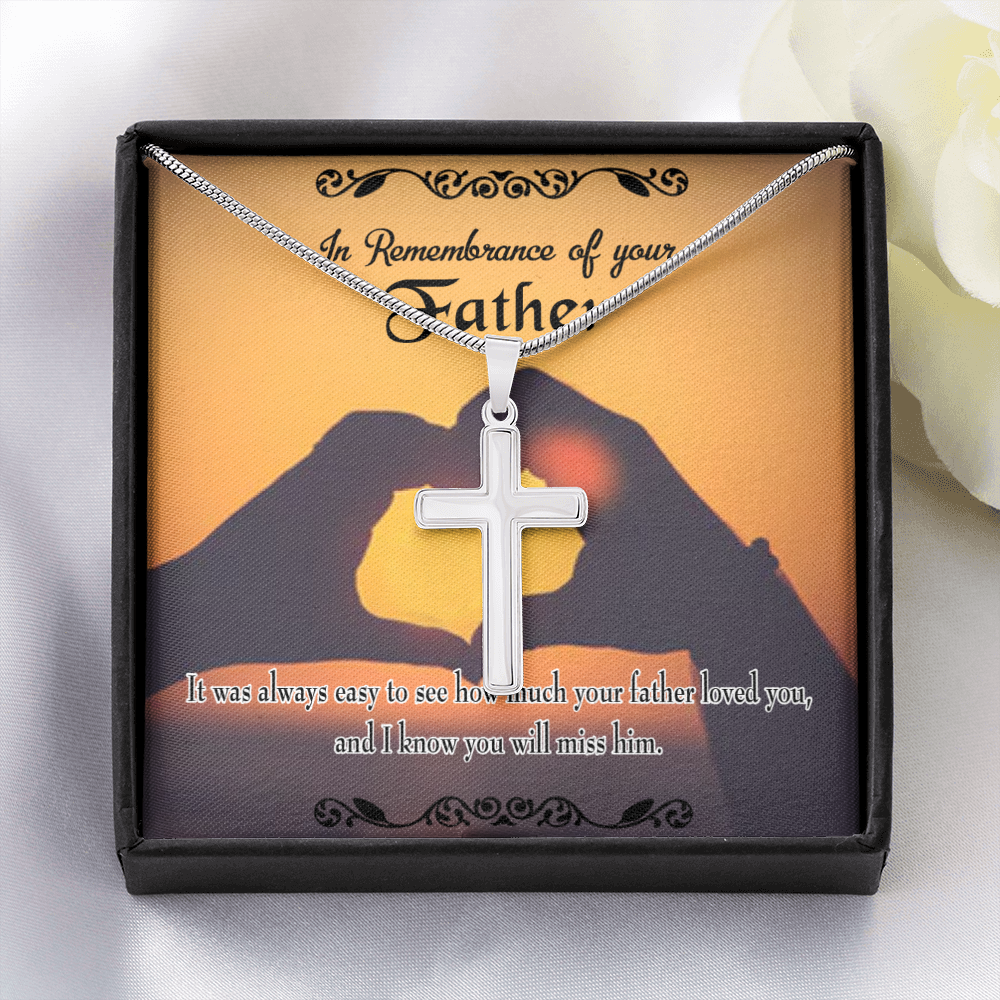 Easy to See Dad Memorial Gift Dad Memorial Cross Necklace Sympathy Gift Loss of Father Condolence Message Card-Express Your Love Gifts