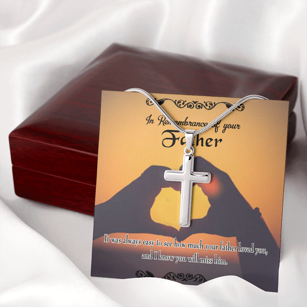 Easy to See Dad Memorial Gift Dad Memorial Cross Necklace Sympathy Gift Loss of Father Condolence Message Card-Express Your Love Gifts