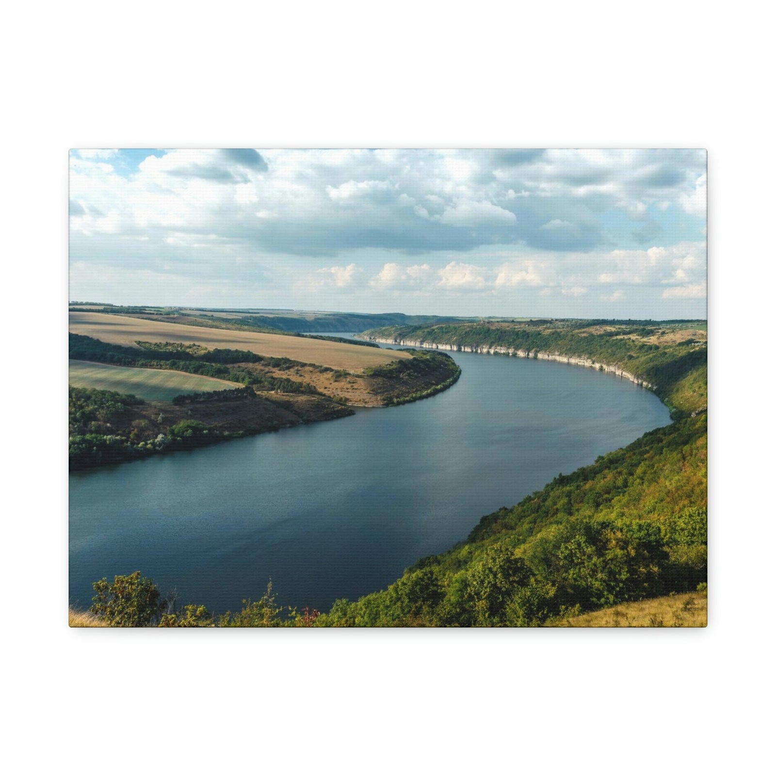 Enticing Sunny Day on the River Scene Beautiful Engaging and Lovely Beauty Nature Scene Perfect Blue Sky and River Wall Art Ready to Hang Unframed-Express Your Love Gifts