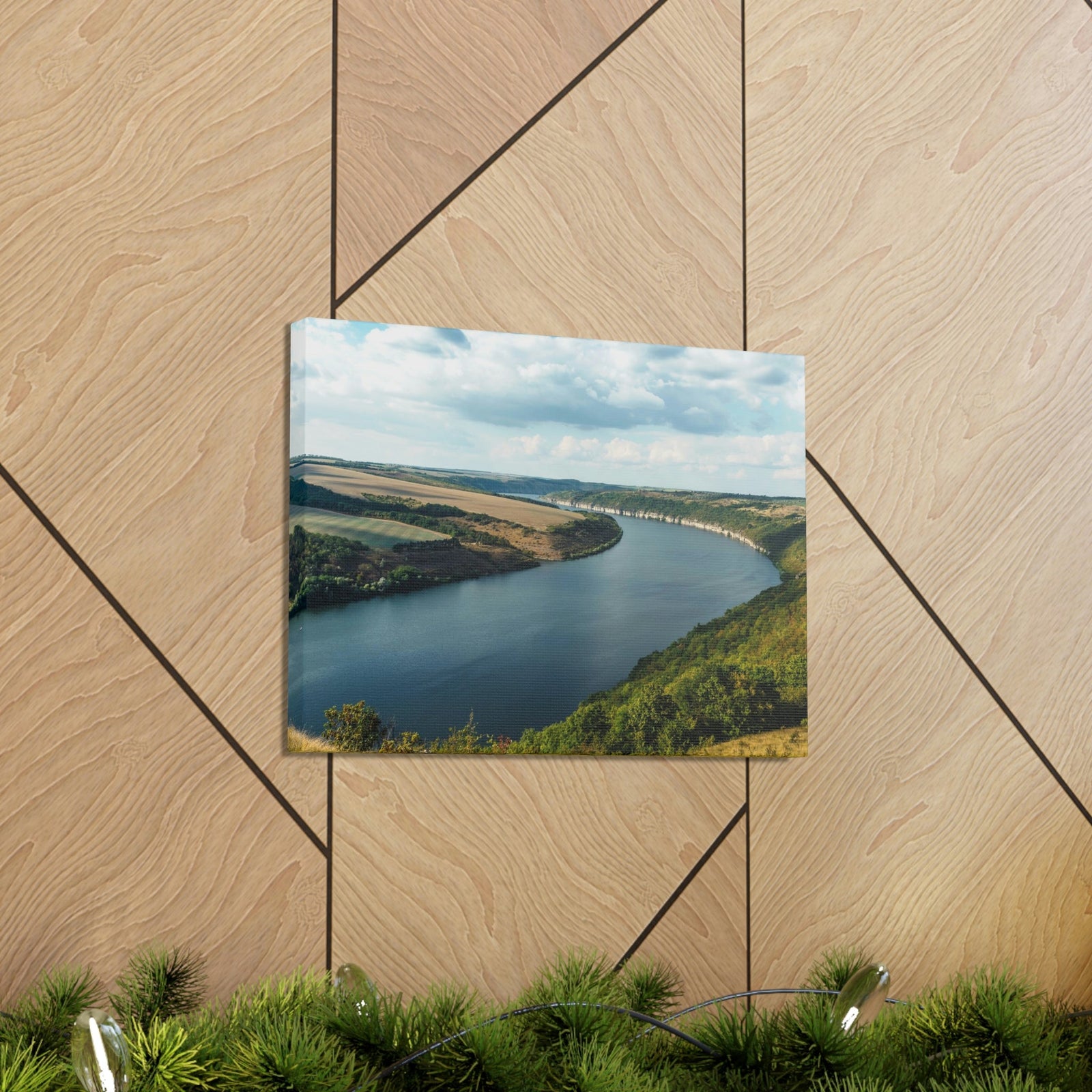 Enticing Sunny Day on the River Scene Beautiful Engaging and Lovely Beauty Nature Scene Perfect Blue Sky and River Wall Art Ready to Hang Unframed-Express Your Love Gifts