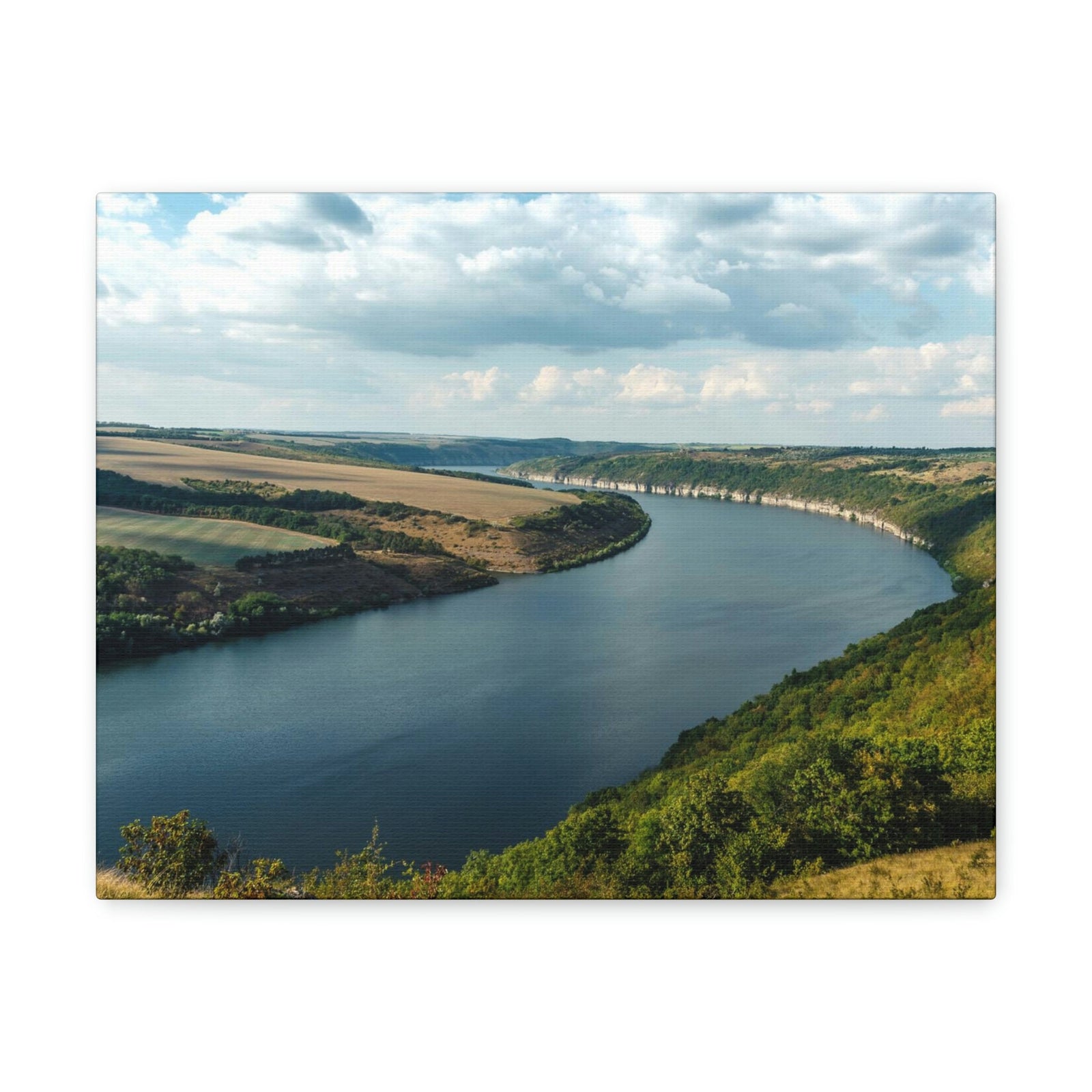 Enticing Sunny Day on the River Scene Beautiful Engaging and Lovely Beauty Nature Scene Perfect Blue Sky and River Wall Art Ready to Hang Unframed-Express Your Love Gifts