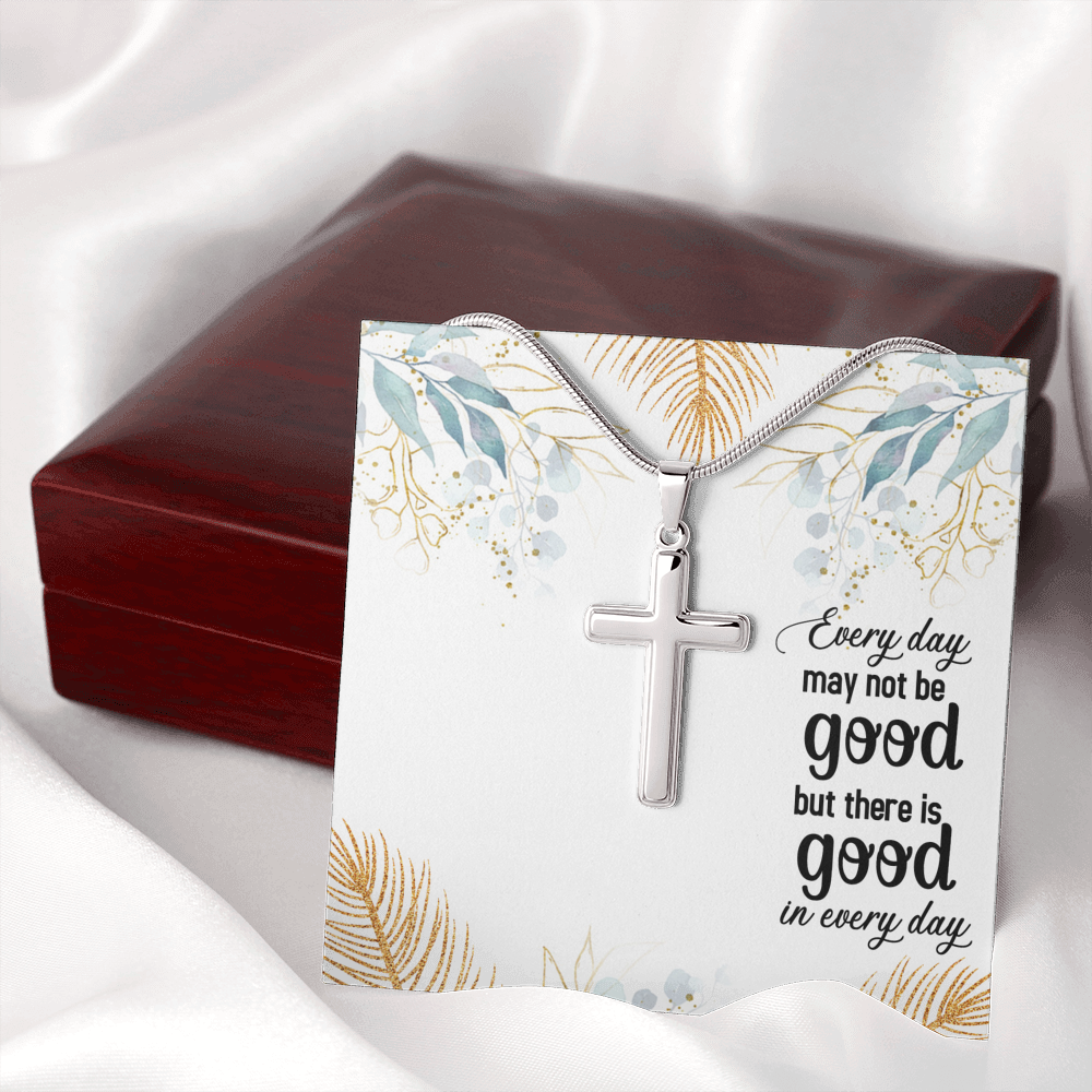 Every Day May Not Be Good Cross Card Necklace w Stainless Steel Pendant-Express Your Love Gifts