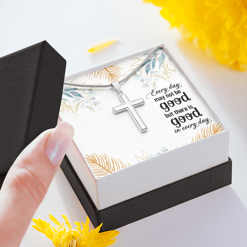 Every Day May Not Be Good Cross Card Necklace w Stainless Steel Pendant-Express Your Love Gifts