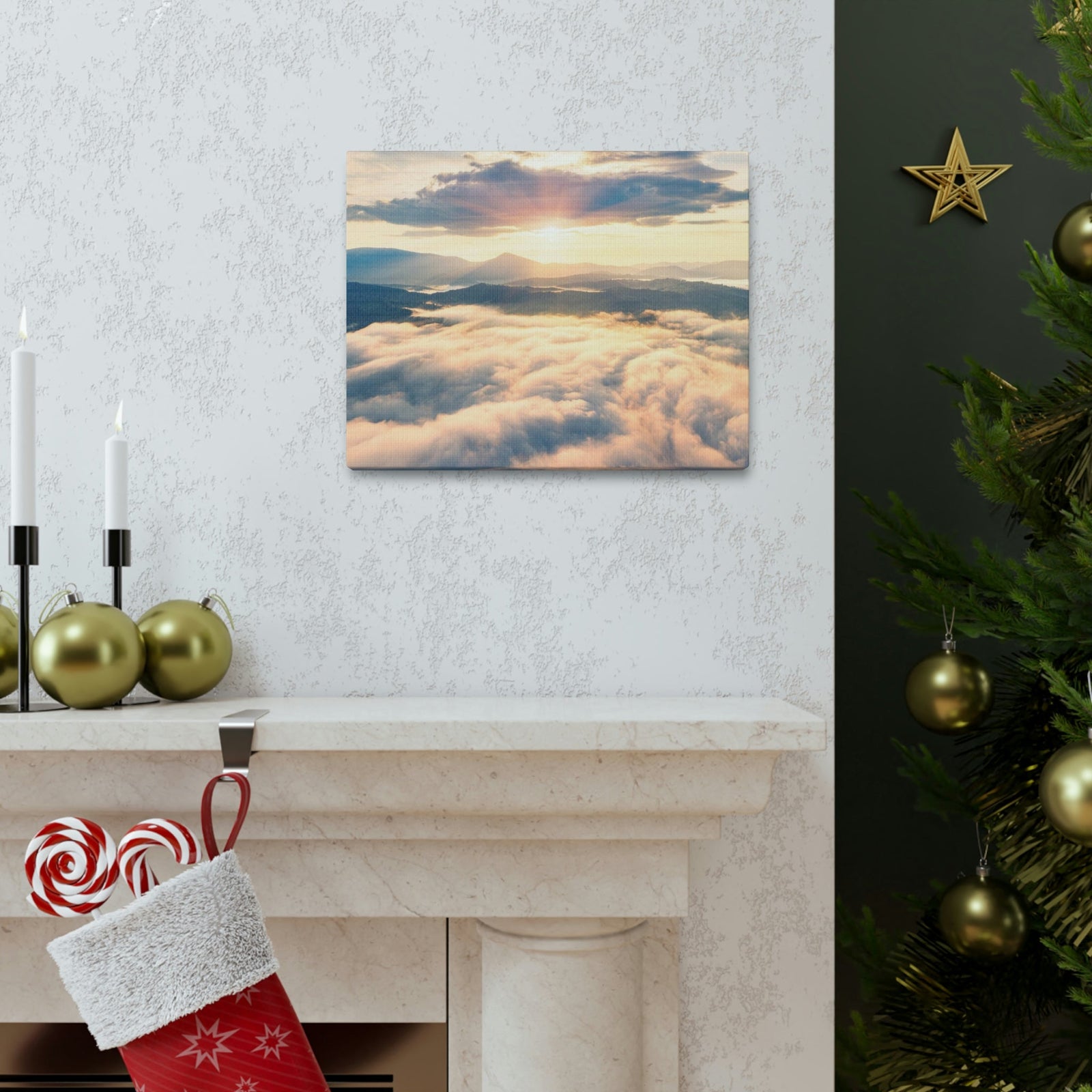 Fabulous Sunrise Scene Beautiful Panoramic Morning View Beauty Nature Scene View of Sunrise on Sky Wall Art Ready to Hang Unframed-Express Your Love Gifts