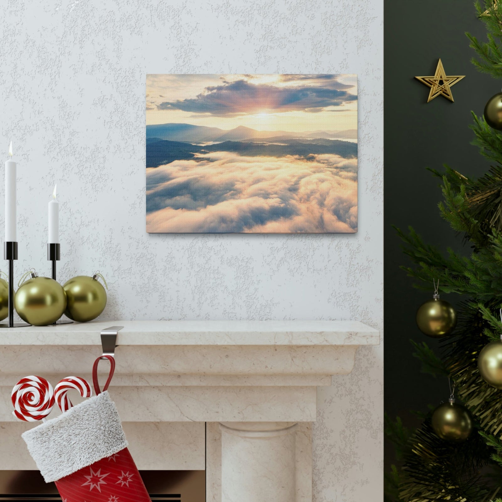 Fabulous Sunrise Scene Beautiful Panoramic Morning View Beauty Nature Scene View of Sunrise on Sky Wall Art Ready to Hang Unframed-Express Your Love Gifts