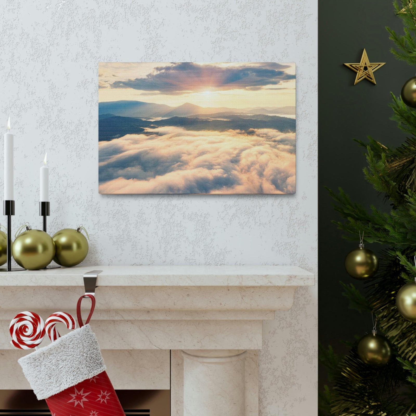Fabulous Sunrise Scene Beautiful Panoramic Morning View Beauty Nature Scene View of Sunrise on Sky Wall Art Ready to Hang Unframed-Express Your Love Gifts
