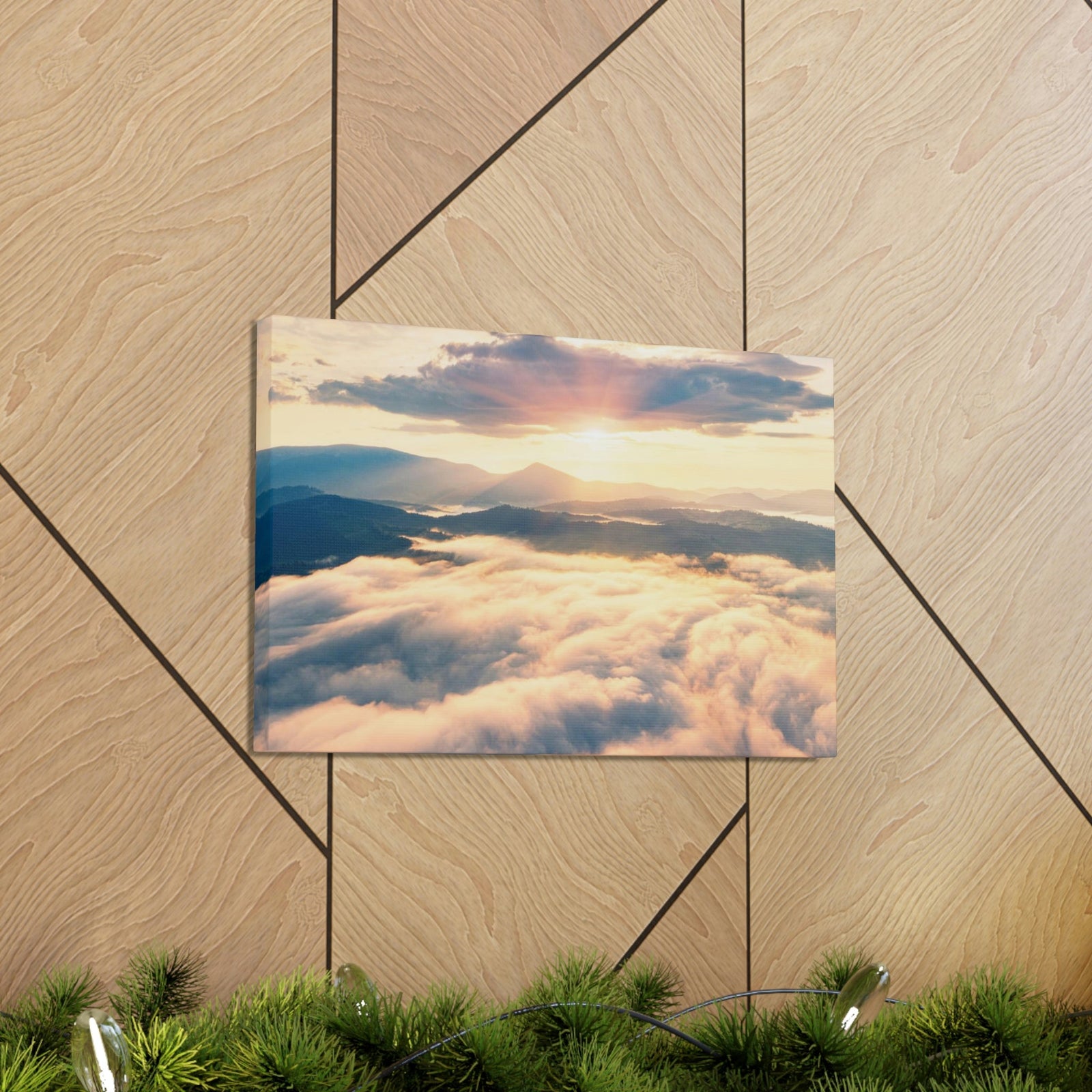 Fabulous Sunrise Scene Beautiful Panoramic Morning View Beauty Nature Scene View of Sunrise on Sky Wall Art Ready to Hang Unframed-Express Your Love Gifts