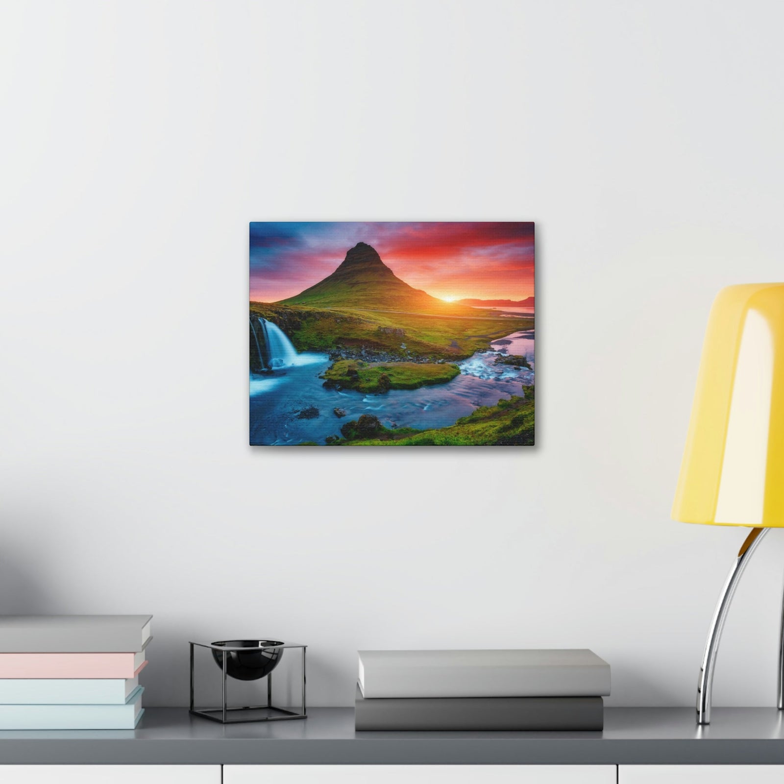 Fantastic Evening with Volcano Scene Beautiful Picturesque and Gorgeous View Beauty Nature Scene Evening View at Peninsula Wall Art Ready to Hang Unframed-Express Your Love Gifts