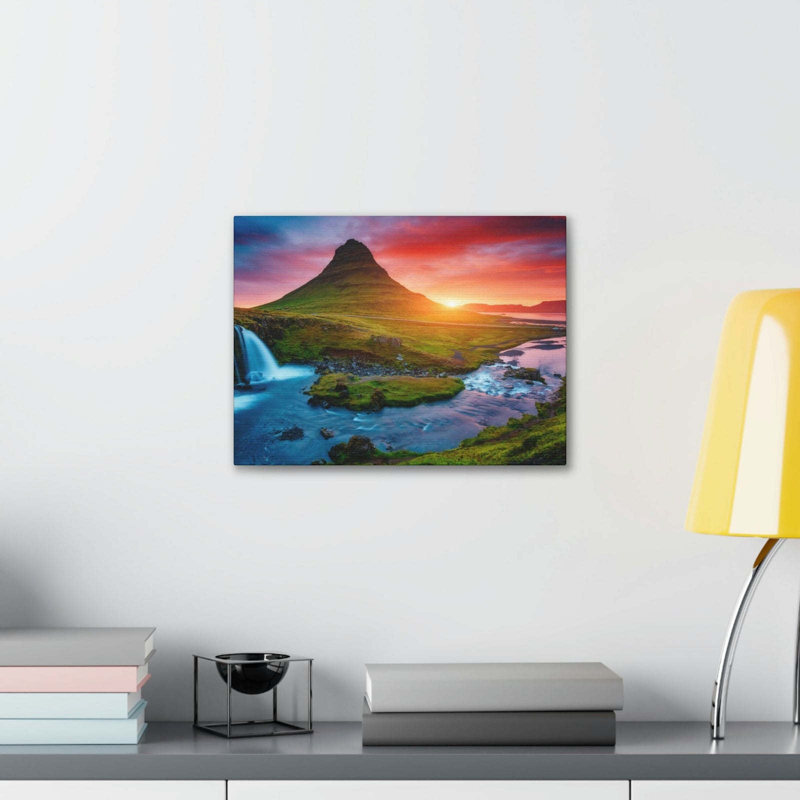 Fantastic Evening with Volcano Scene Beautiful Picturesque and Gorgeous View Beauty Nature Scene Evening View at Peninsula Wall Art Ready to Hang Unframed-Express Your Love Gifts