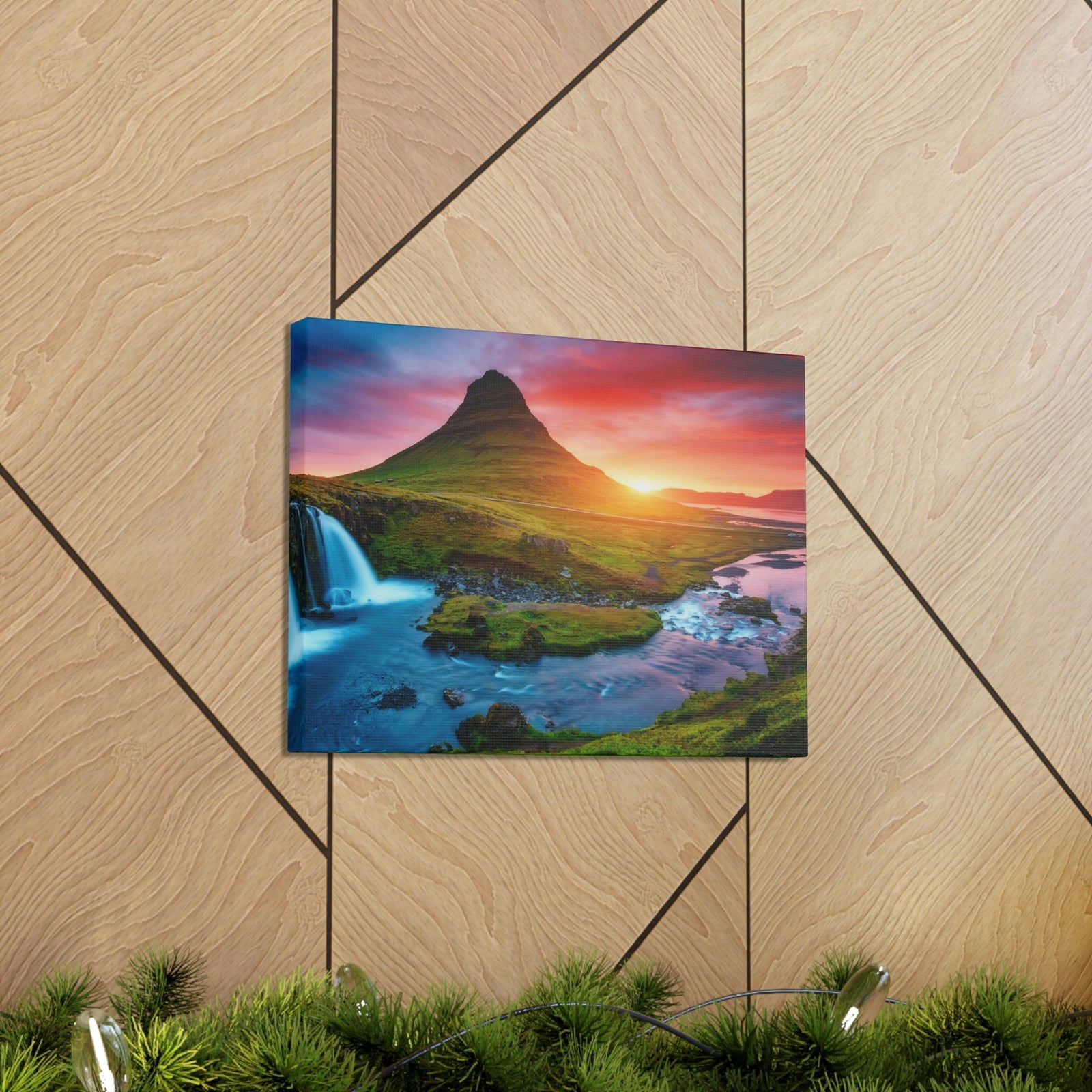 Fantastic Evening with Volcano Scene Beautiful Picturesque and Gorgeous View Beauty Nature Scene Evening View at Peninsula Wall Art Ready to Hang Unframed-Express Your Love Gifts