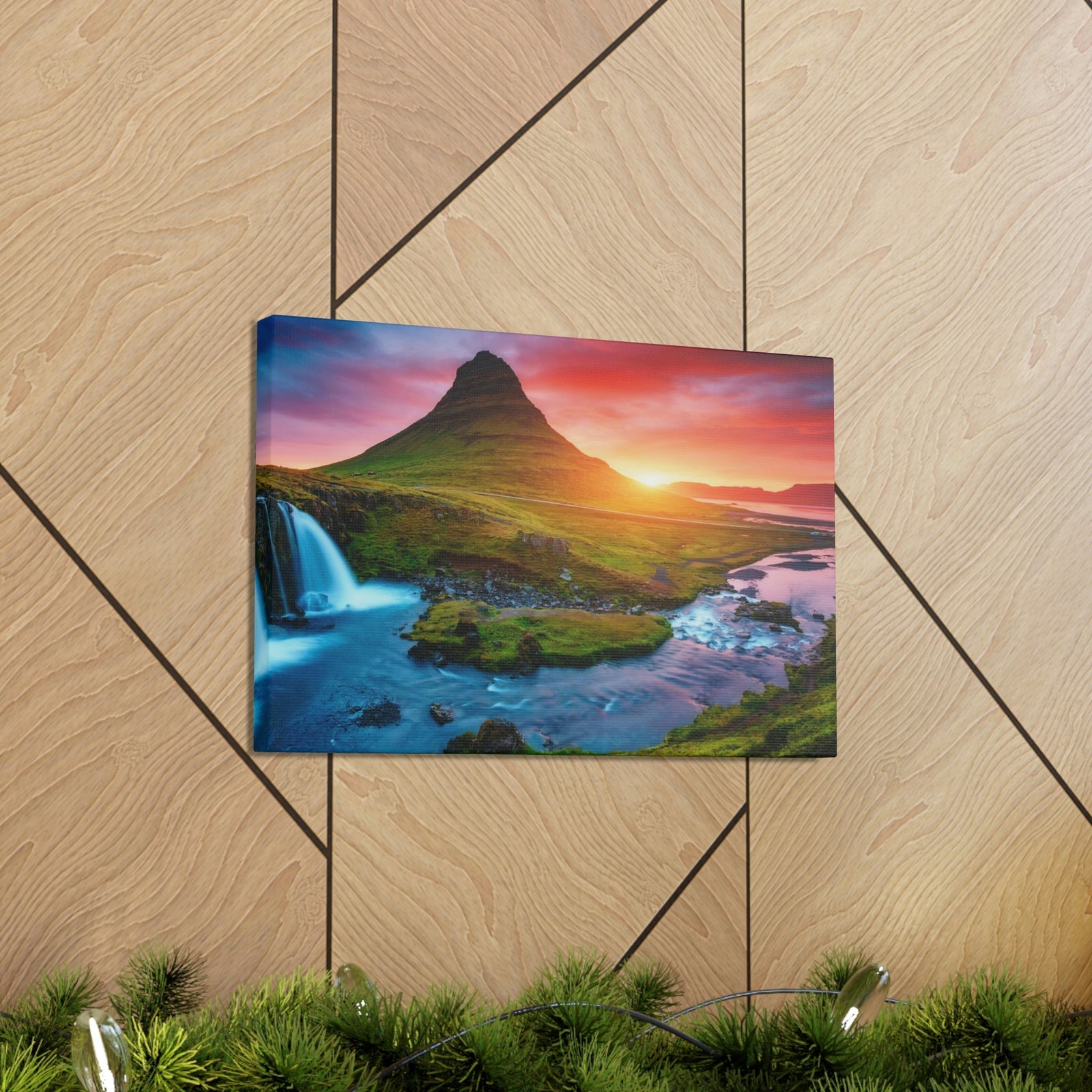 Fantastic Evening with Volcano Scene Beautiful Picturesque and Gorgeous View Beauty Nature Scene Evening View at Peninsula Wall Art Ready to Hang Unframed-Express Your Love Gifts