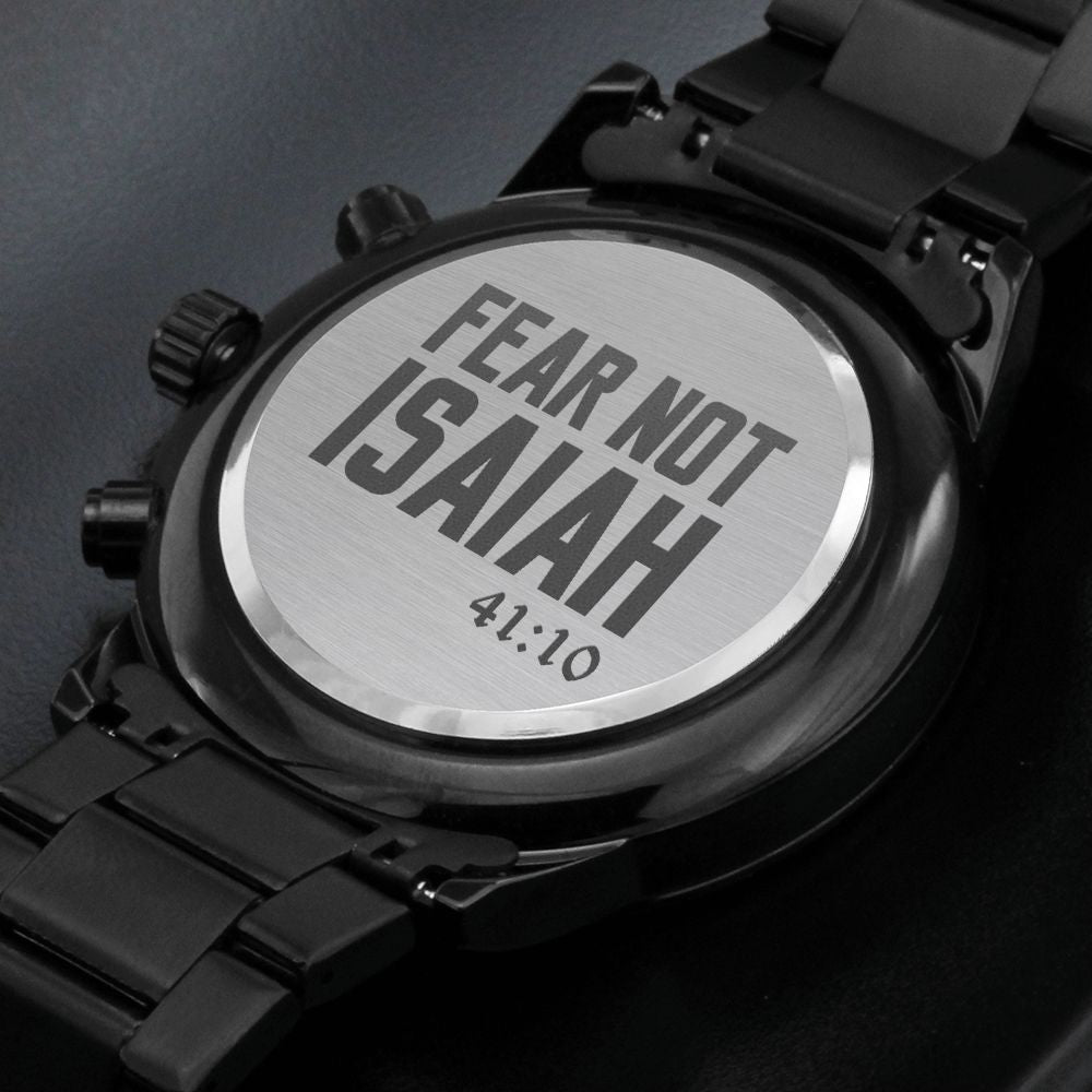 Fear Not Isaiah Engraved Bible Verse Men's Watch Multifunction Stainless Steel W Copper Dial-Express Your Love Gifts
