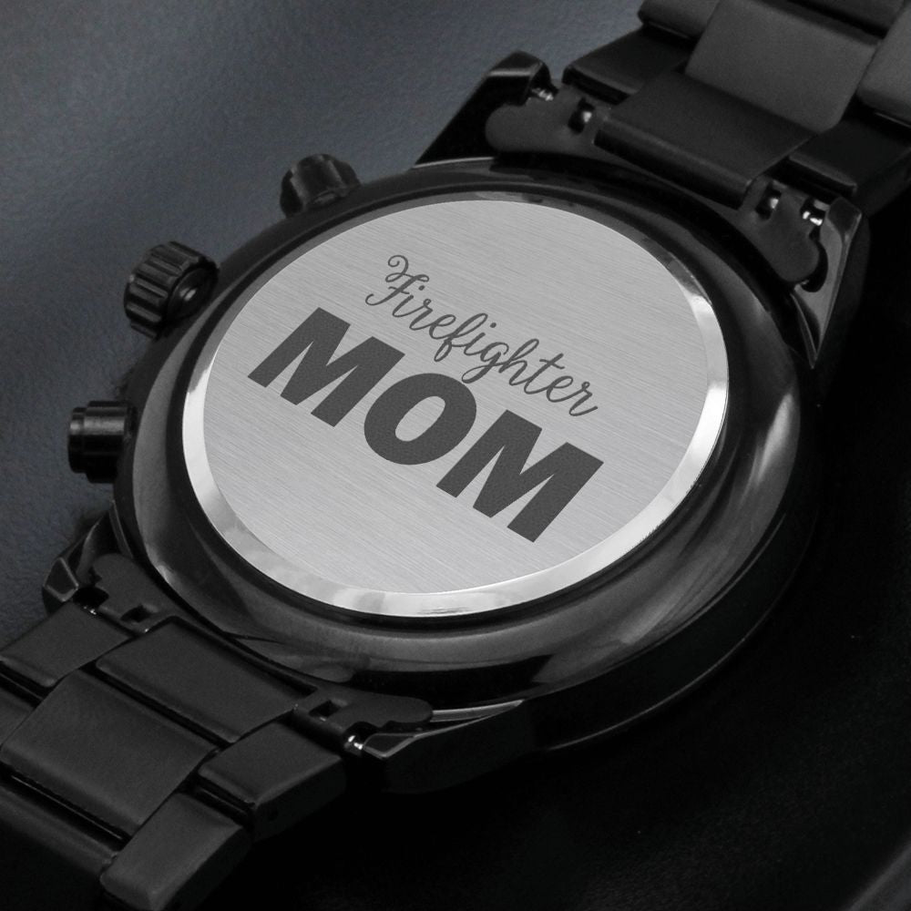 Firefighter Mom Engraved Multifunction Analog Stainless Steel Chronograph Men's Watch W Copper Dial-Express Your Love Gifts