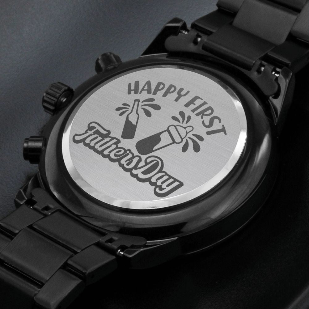 First Father's Day Engraved Multifunction Analog Stainless Steel Chronograph Men's Watch W Copper Dial-Express Your Love Gifts