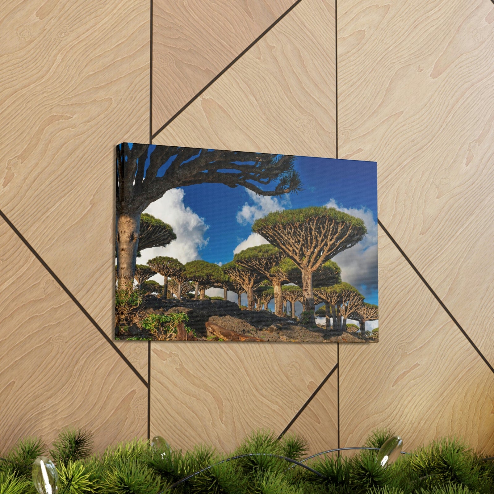 Forest Area With Lush Trees and Vegetation Scene Beautiful Amazing and Lovely Sea Beauty Nature Scene Big Mountains and Shore Wall Art Ready to Hang Unframed-Express Your Love Gifts