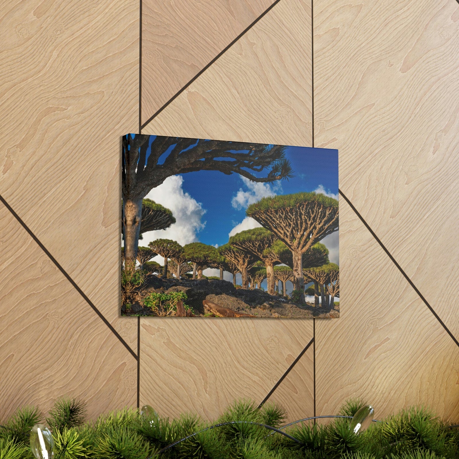 Forest Area With Lush Trees and Vegetation Scene Beautiful Amazing and Lovely Sea Beauty Nature Scene Big Mountains and Shore Wall Art Ready to Hang Unframed-Express Your Love Gifts