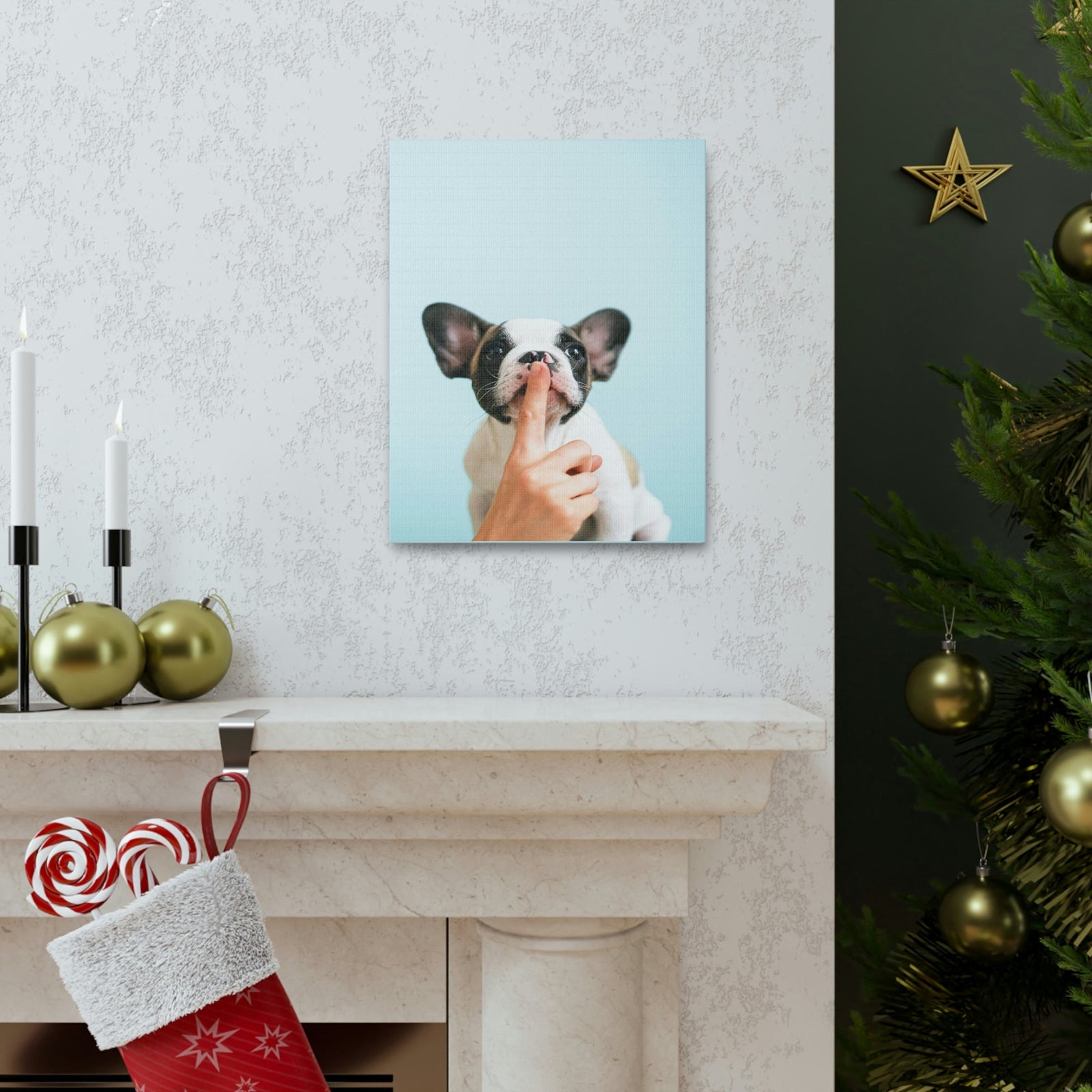French Bulldog Says Quiet Canvas Wall Art Unframed-Express Your Love Gifts