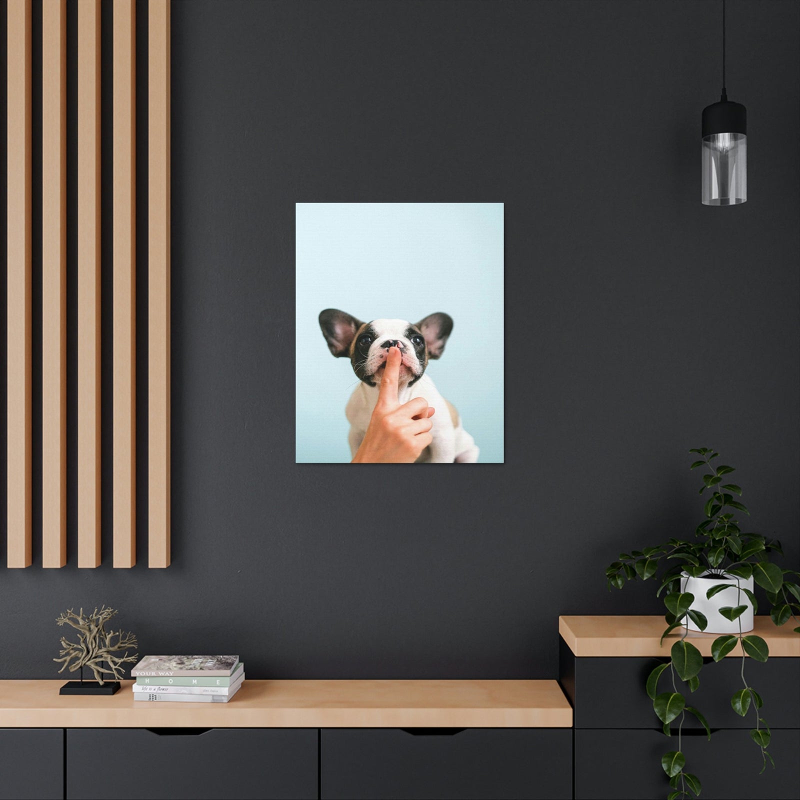 French Bulldog Says Quiet Canvas Wall Art Unframed-Express Your Love Gifts