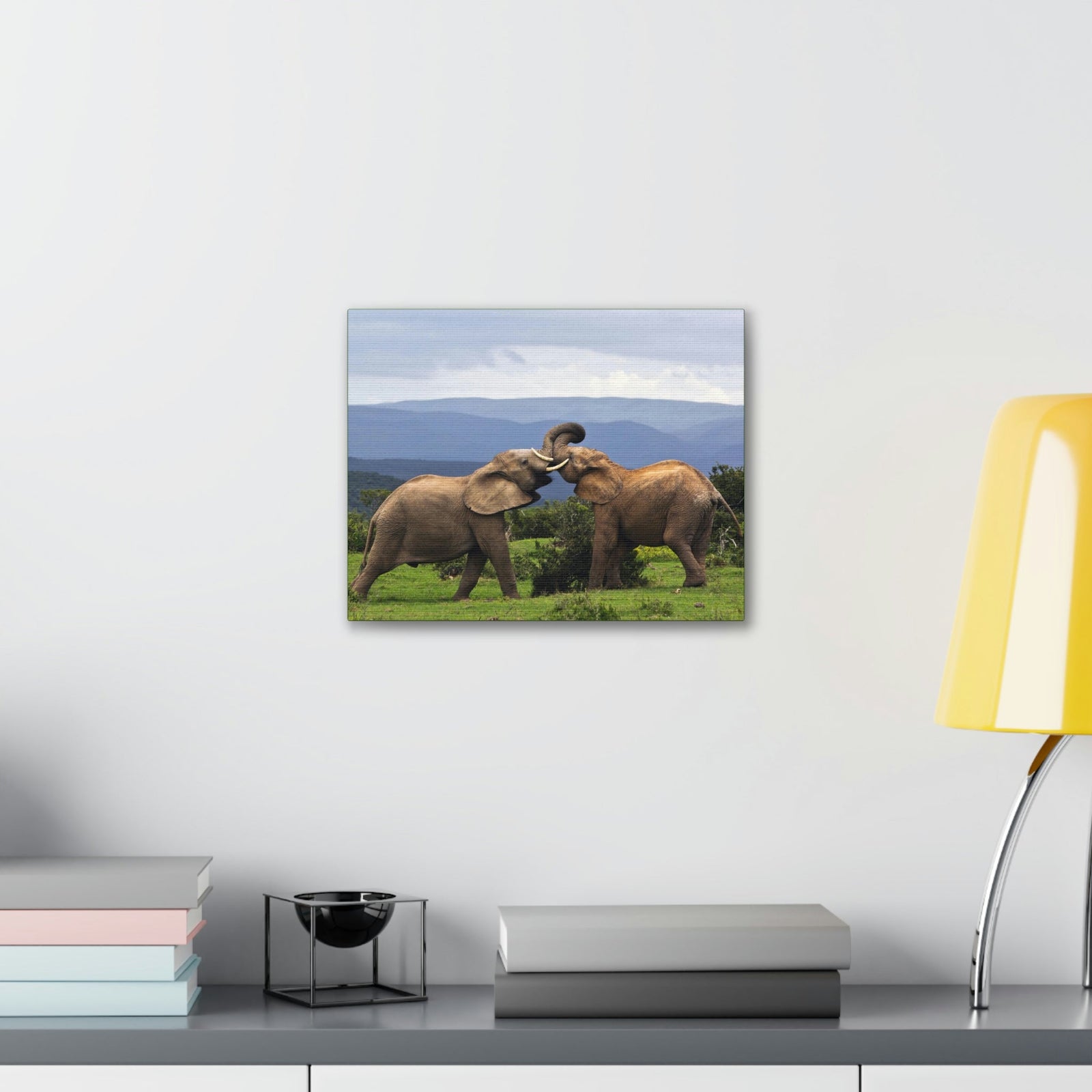 Funny African Elephant Silly African Elephant Couple Wall Art Ready to Hang Unframed-Express Your Love Gifts