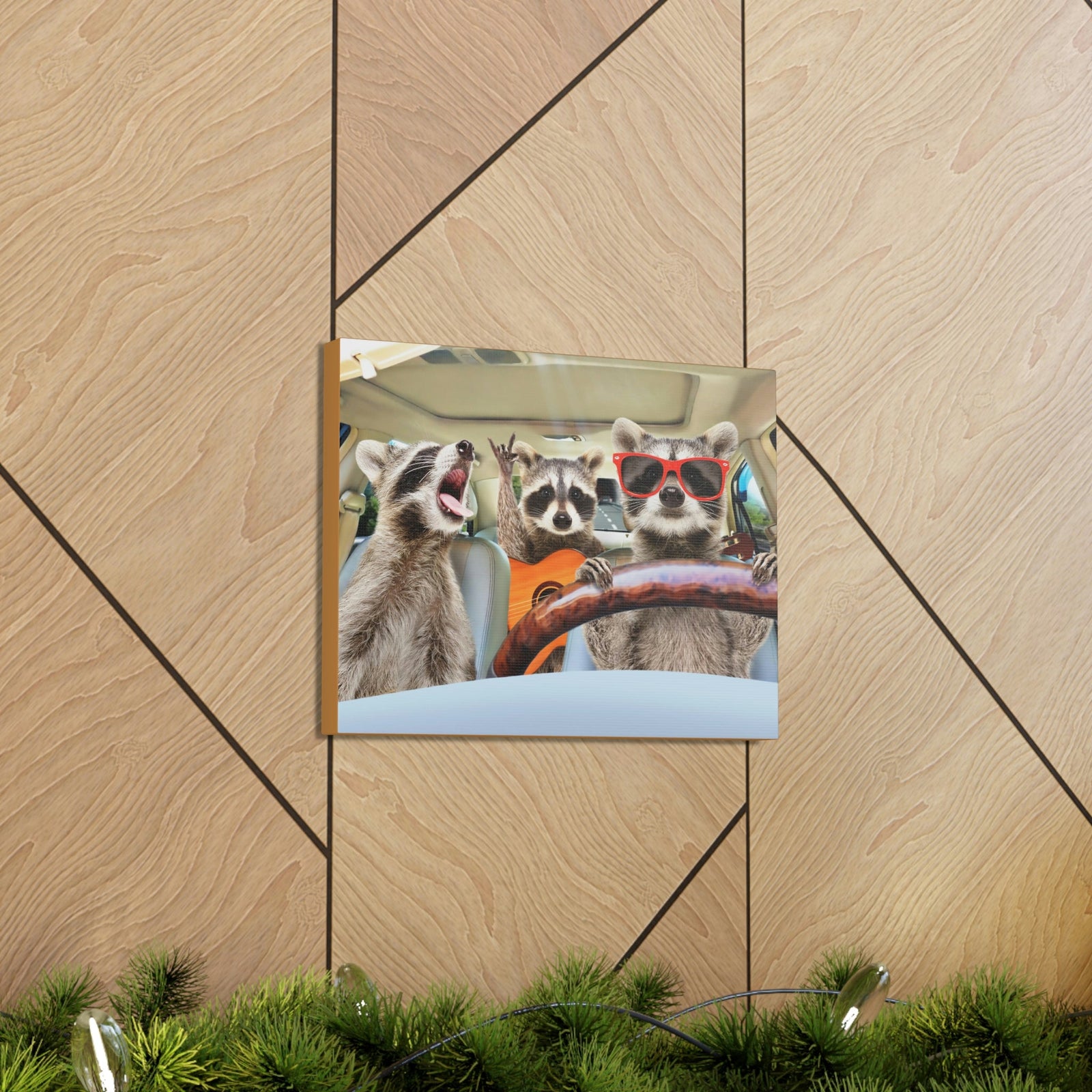Funny Raccoon Silly Raccoon Couple Wall Art Ready to Hang Unframed-Express Your Love Gifts