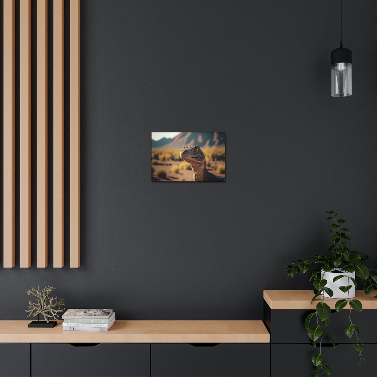 Funny Velociraptor Silly Velociraptor Scene Outside Wall Art Ready to Hang Unframed-Express Your Love Gifts