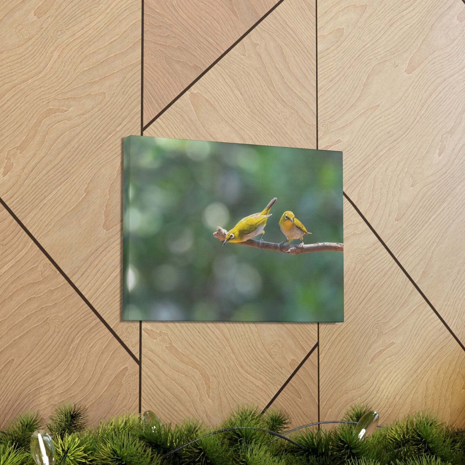 Funny Warbler Silly Warbler Scene Couple Wall Art Ready to Hang Unframed-Express Your Love Gifts