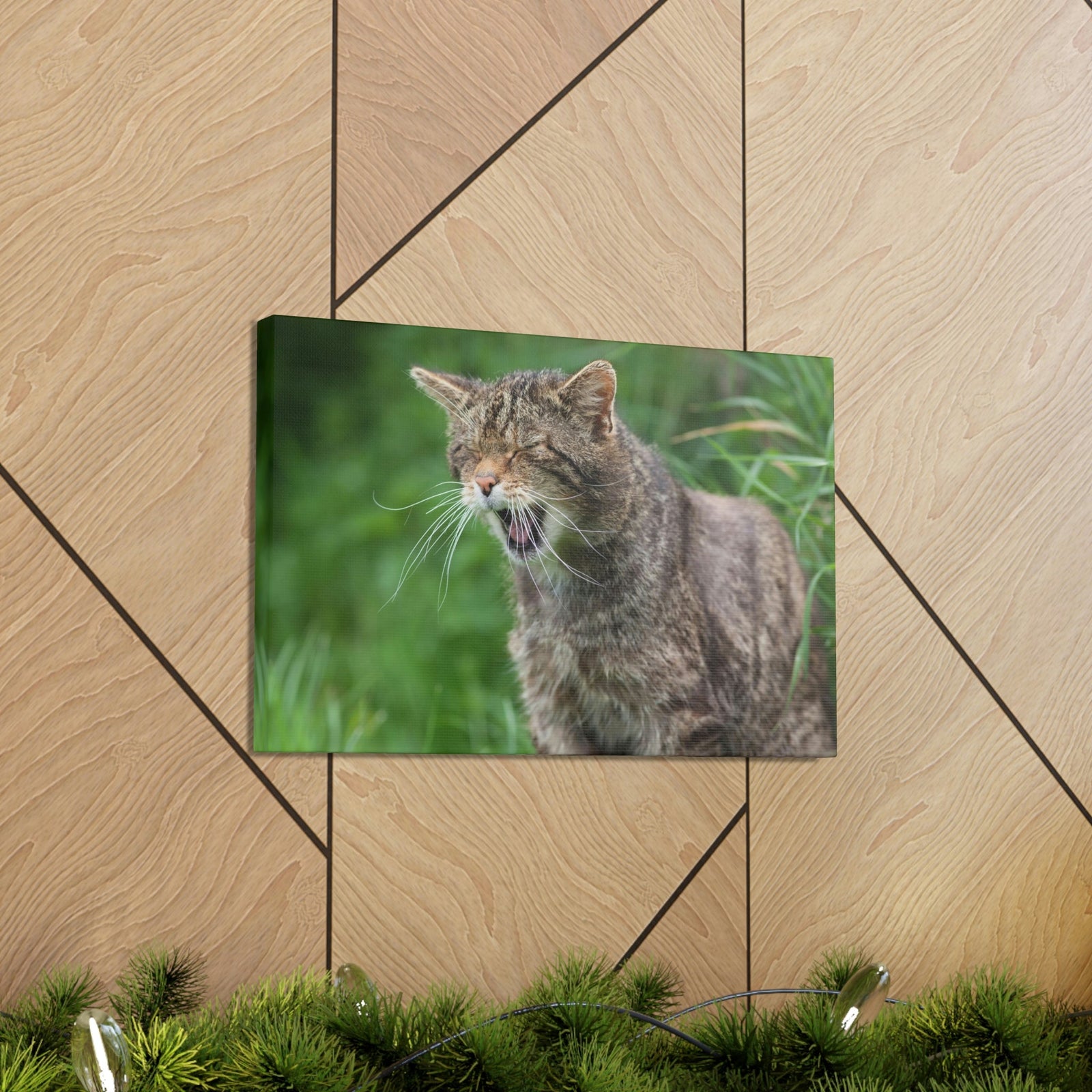 Funny Wildcat Silly Wildcat Scene Outside Wall Art Ready to Hang Unframed-Express Your Love Gifts
