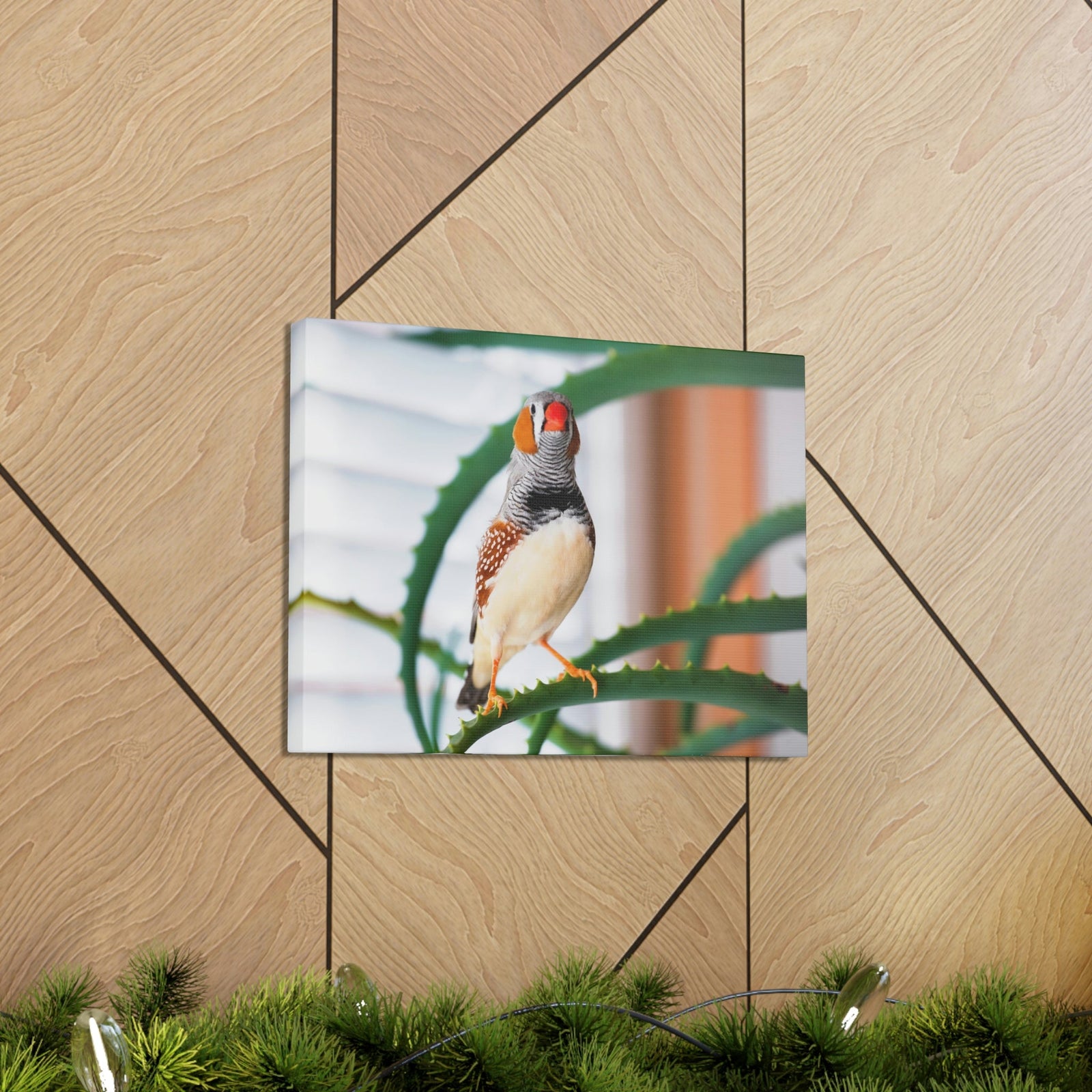 Funny Zebra Finch Silly Zebra Finch Scene Inside Wall Art Ready to Hang Unframed-Express Your Love Gifts