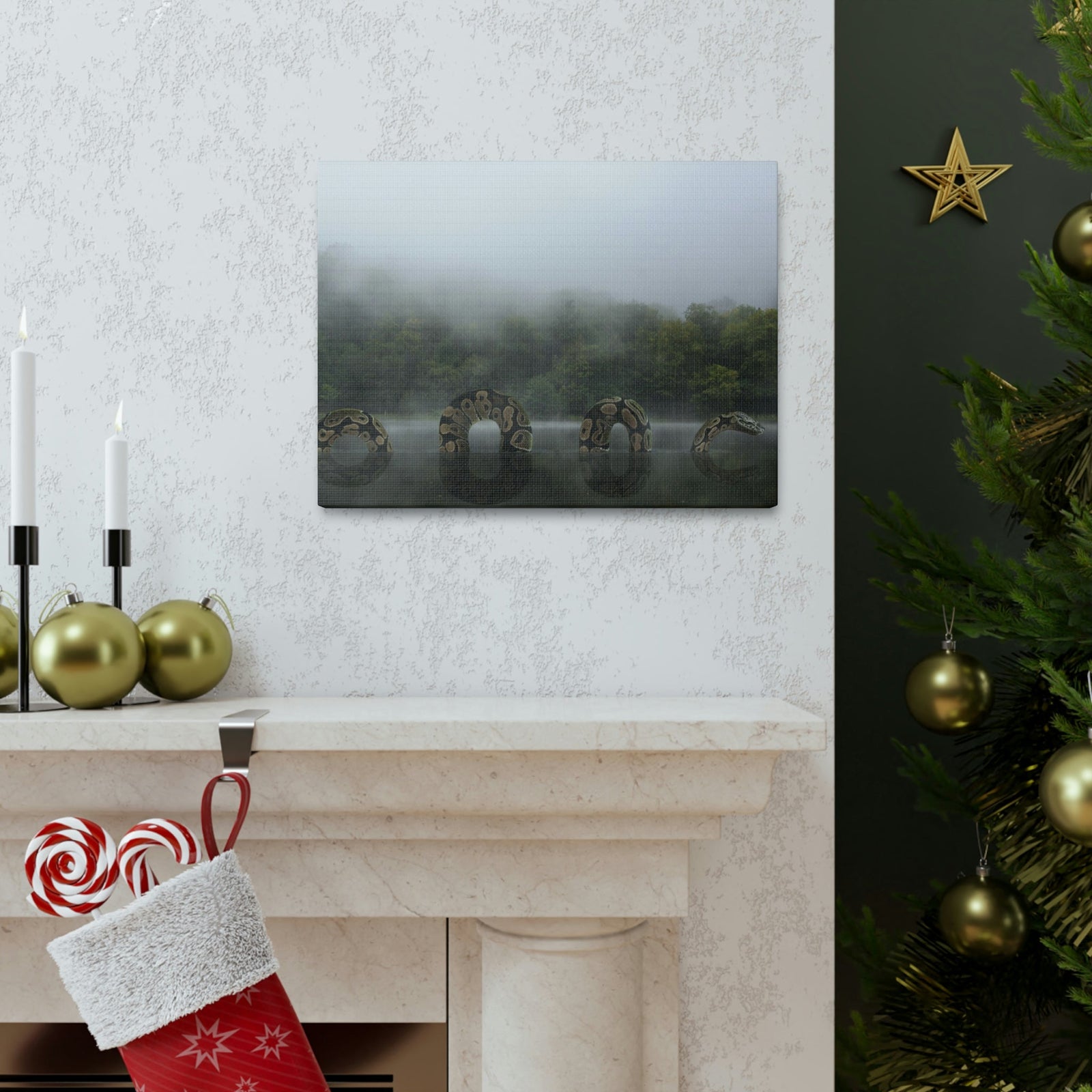 Giant Anaconda In Lake Anaconda Frightening Outside Wall Art Ready To Hang Unframed-Express Your Love Gifts