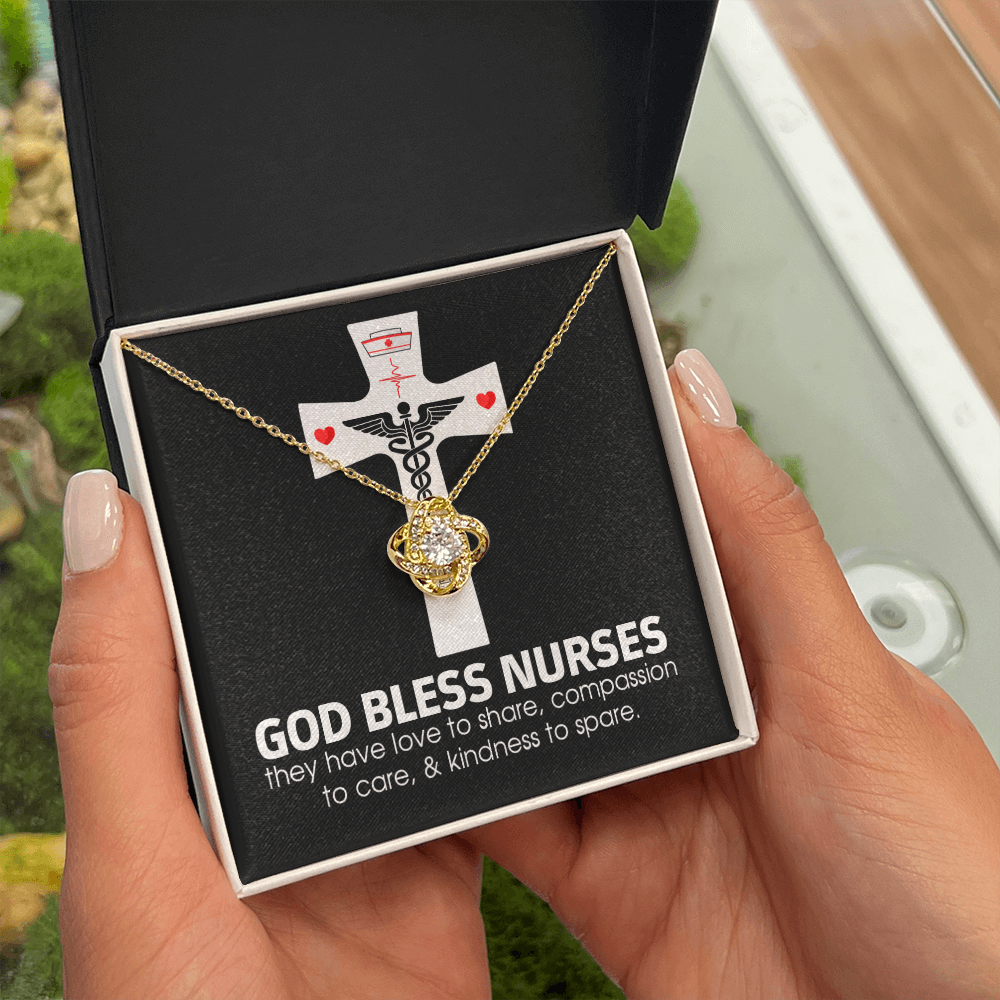 God Bless Nurses Healthcare Medical Worker Nurse Appreciation Gift Infinity Knot Necklace Message Card-Express Your Love Gifts