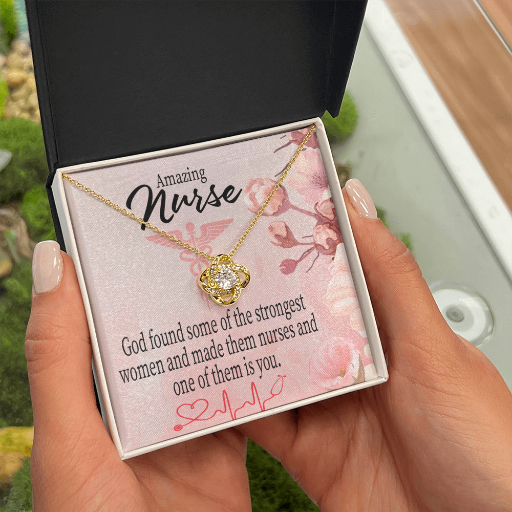 God Made Nurses Healthcare Medical Worker Nurse Appreciation Gift Infinity Knot Necklace Message Card-Express Your Love Gifts