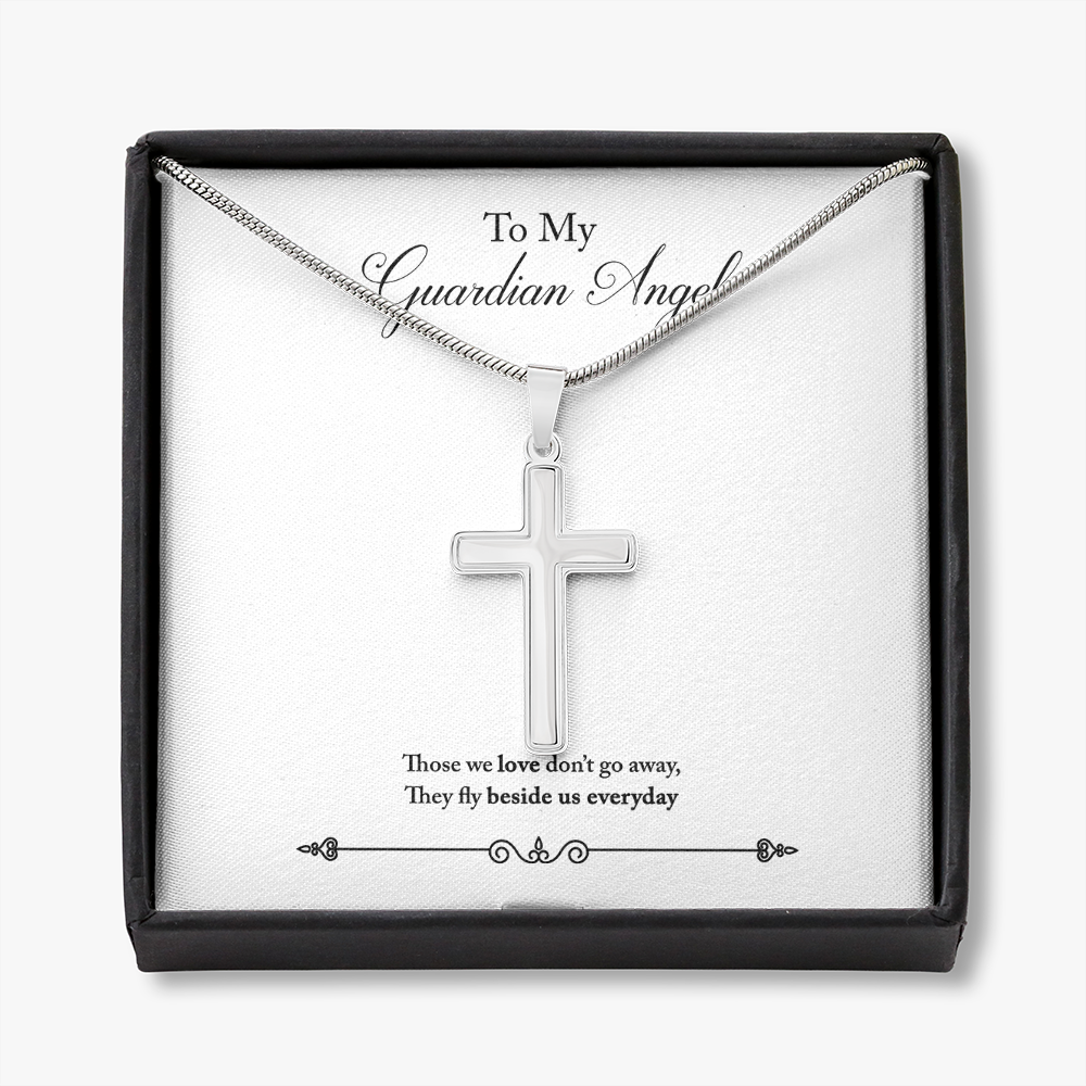 Guardian Angel Dad Memorial Gift Dad Memorial Cross Necklace Sympathy Gift Loss of Father Condolence Message Card-Express Your Love Gifts