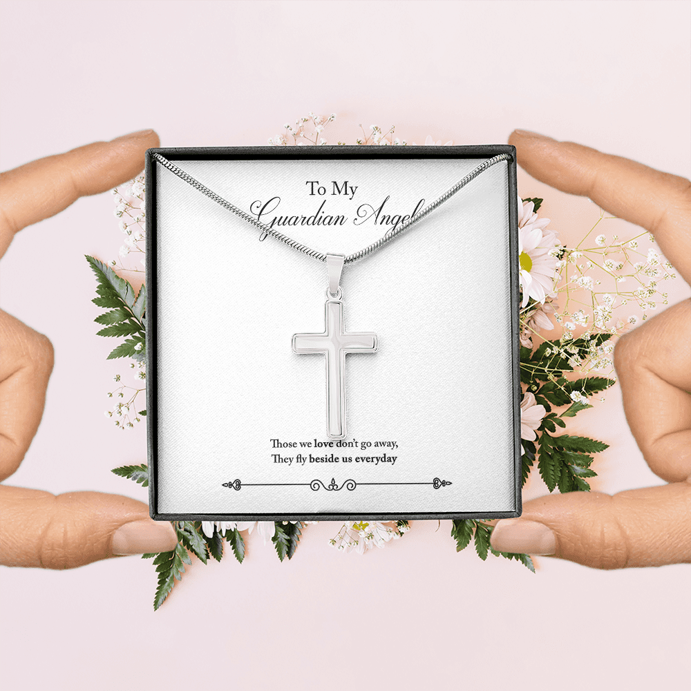 Guardian Angel Dad Memorial Gift Dad Memorial Cross Necklace Sympathy Gift Loss of Father Condolence Message Card-Express Your Love Gifts