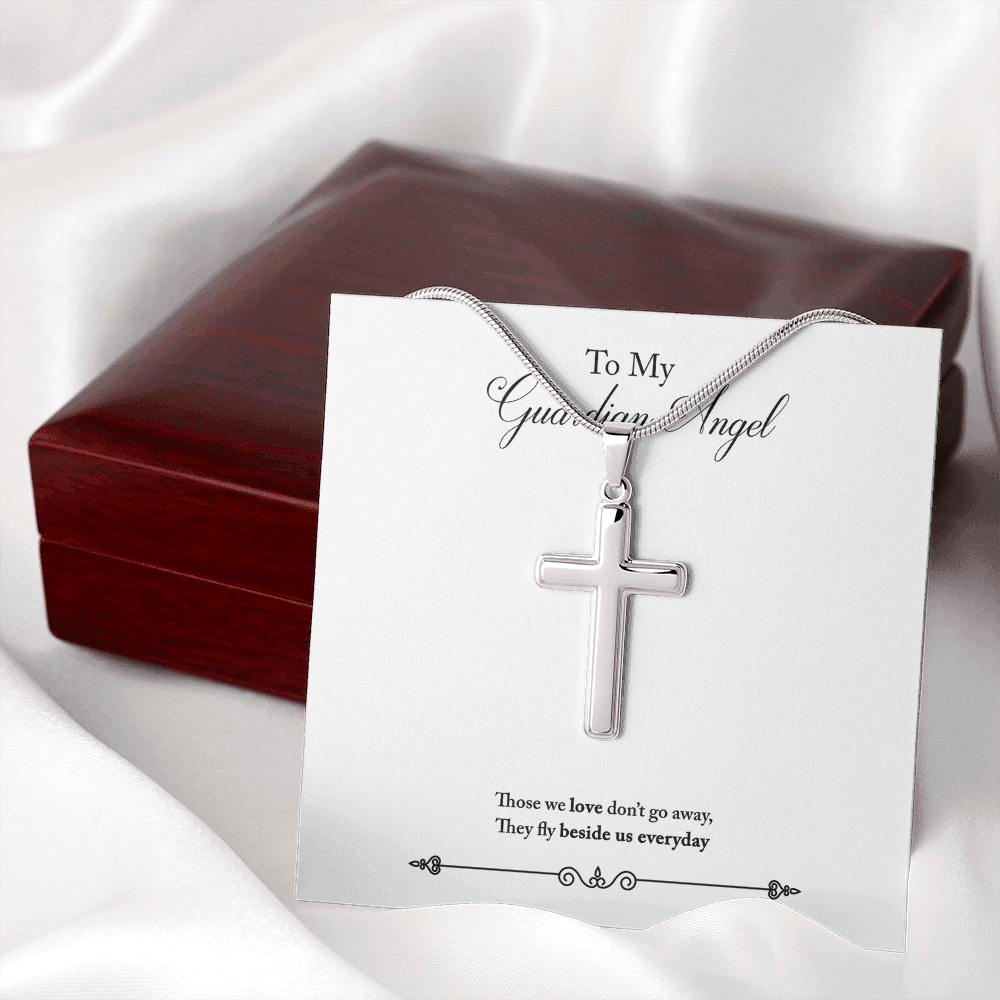 Guardian Angel Dad Memorial Gift Dad Memorial Cross Necklace Sympathy Gift Loss of Father Condolence Message Card-Express Your Love Gifts