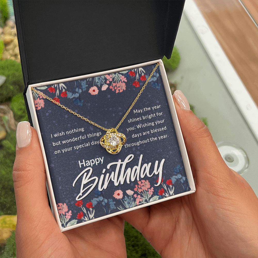 Happy Birthday Message Card Infinity Knot Necklace-Express Your Love Gifts