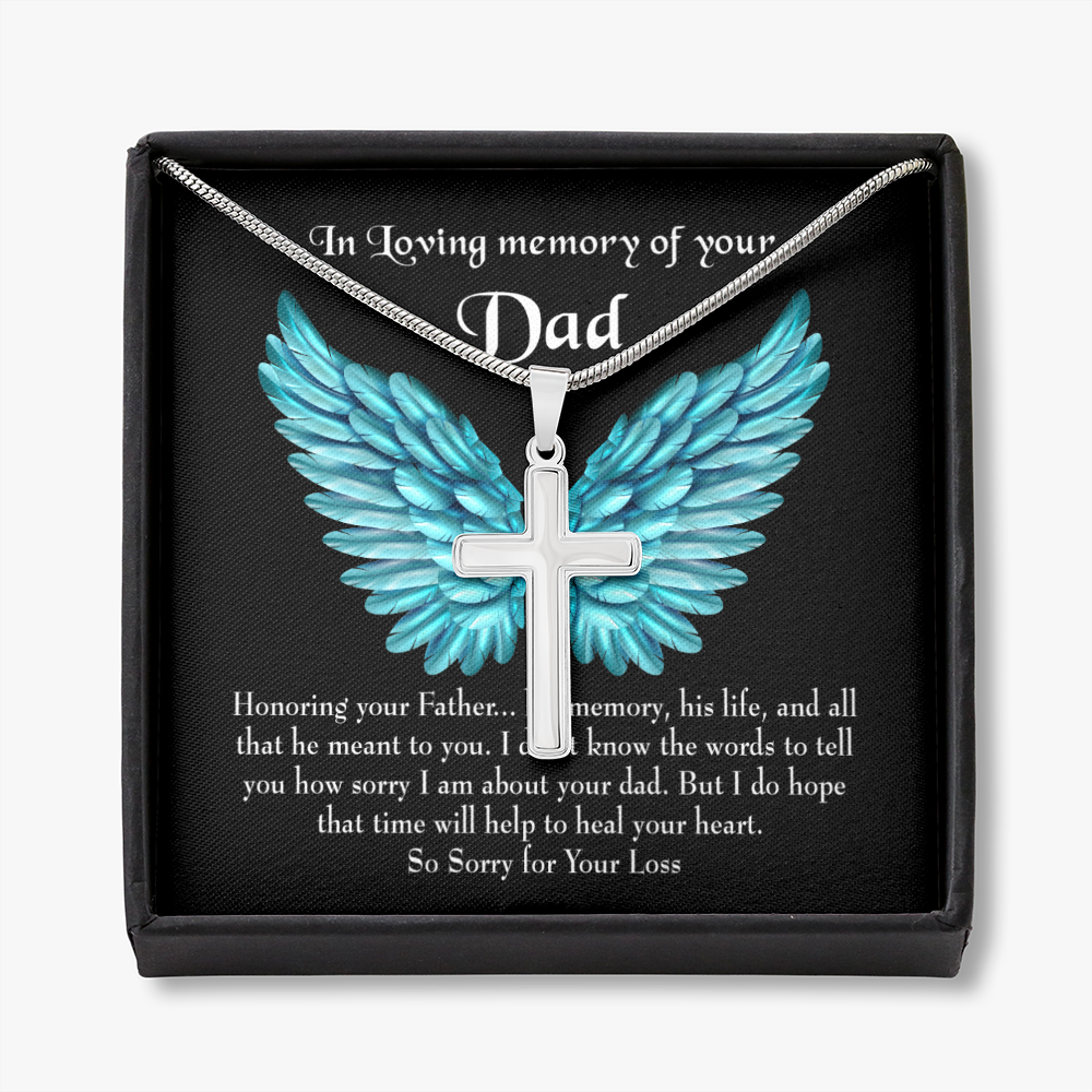 Honoring Your Dad Dad Memorial Gift Dad Memorial Cross Necklace Sympathy Gift Loss of Father Condolence Message Card-Express Your Love Gifts