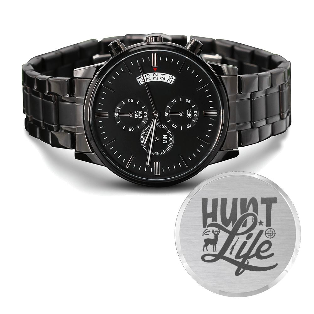 Hunt Life Engraved For Hunting Hunters Multifunction Men's Watch Stainless Steel W Copper Dial-Express Your Love Gifts