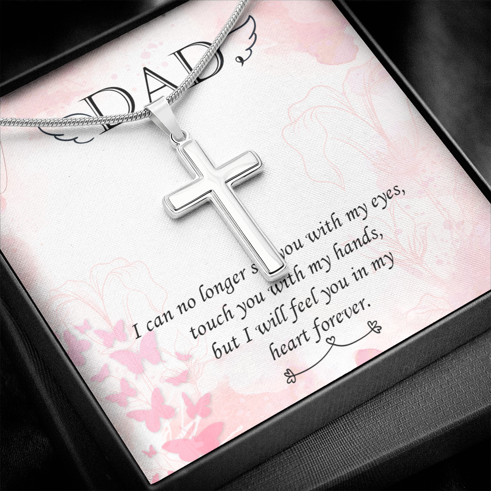 I Can No Longer Dad Memorial Gift Dad Memorial Cross Necklace Sympathy Gift Loss of Father Condolence Message Card-Express Your Love Gifts
