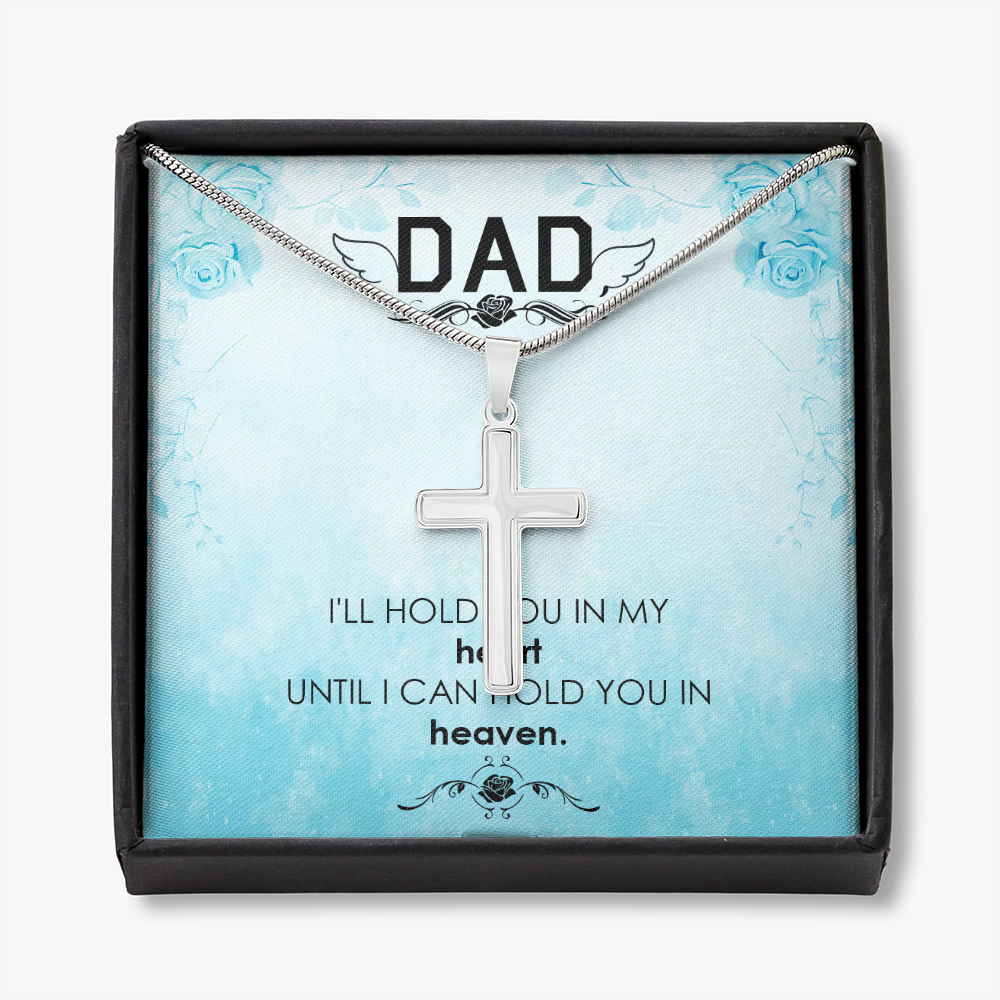 I'll Hold You Dad Memorial Gift Dad Memorial Cross Necklace Sympathy Gift Loss of Father Condolence Message Card-Express Your Love Gifts