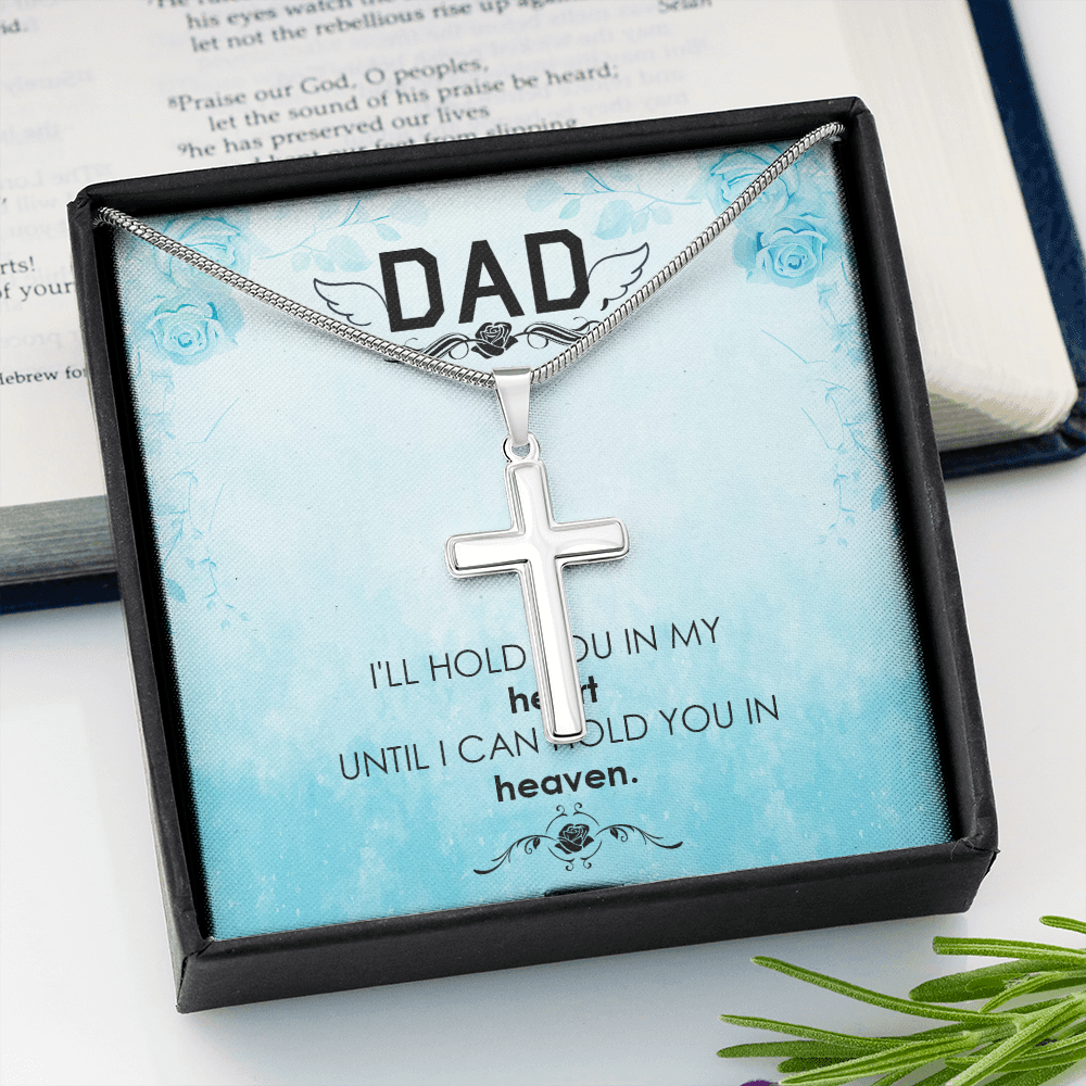 I'll Hold You Dad Memorial Gift Dad Memorial Cross Necklace Sympathy Gift Loss of Father Condolence Message Card-Express Your Love Gifts