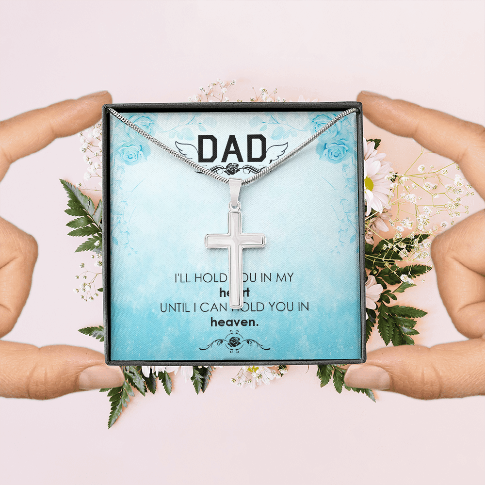 I'll Hold You Dad Memorial Gift Dad Memorial Cross Necklace Sympathy Gift Loss of Father Condolence Message Card-Express Your Love Gifts