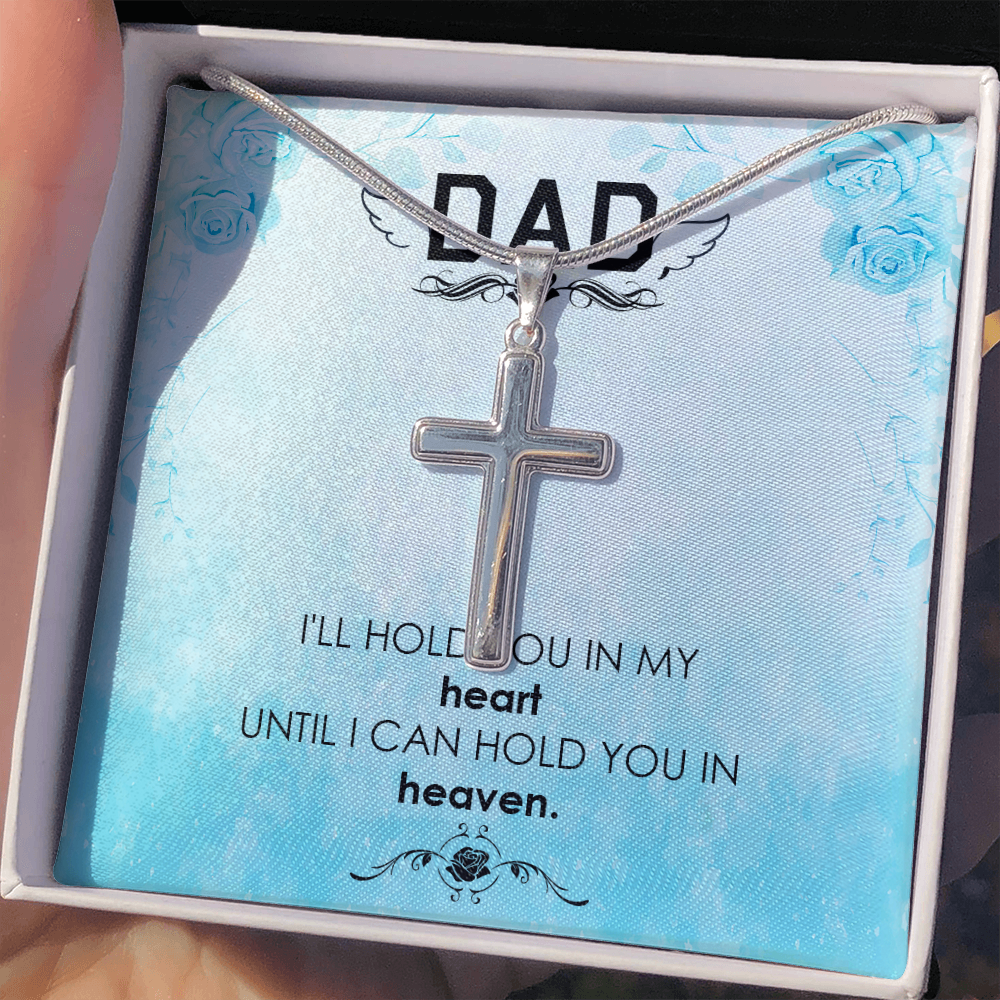 I'll Hold You Dad Memorial Gift Dad Memorial Cross Necklace Sympathy Gift Loss of Father Condolence Message Card-Express Your Love Gifts