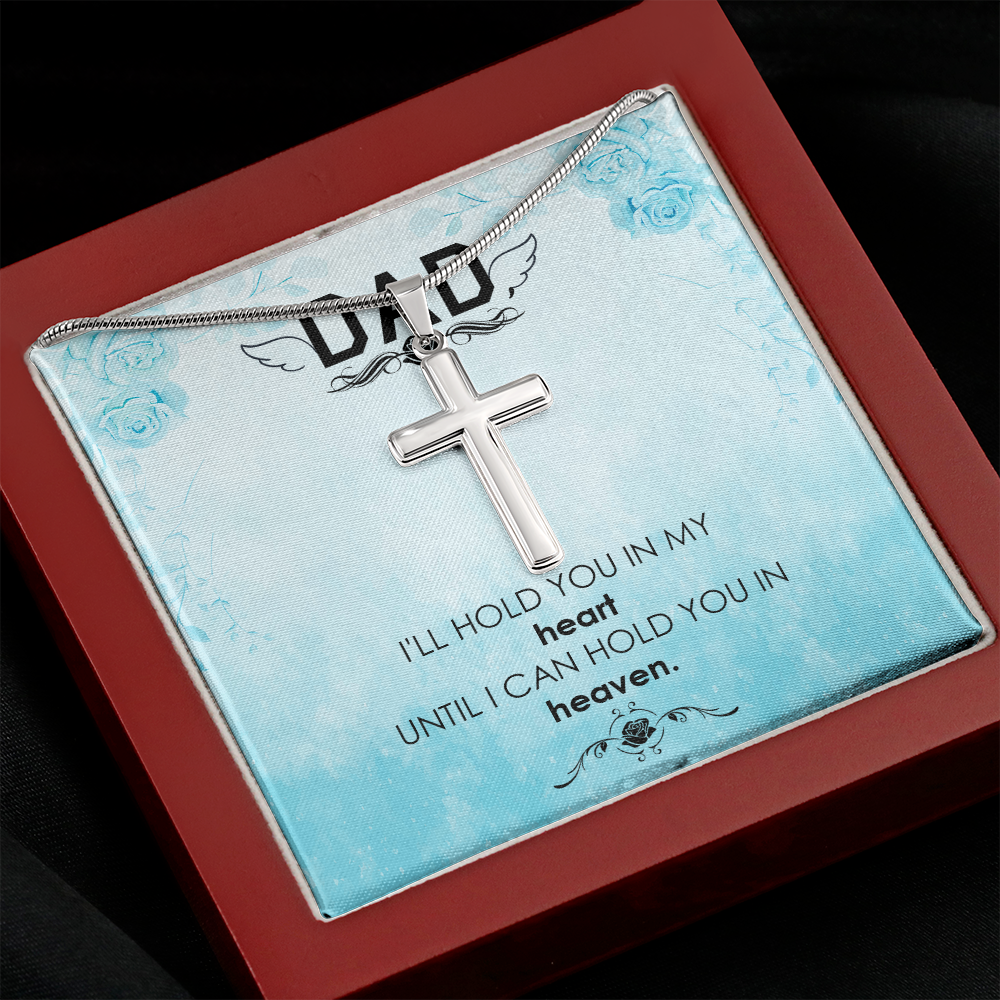 I'll Hold You Dad Memorial Gift Dad Memorial Cross Necklace Sympathy Gift Loss of Father Condolence Message Card-Express Your Love Gifts