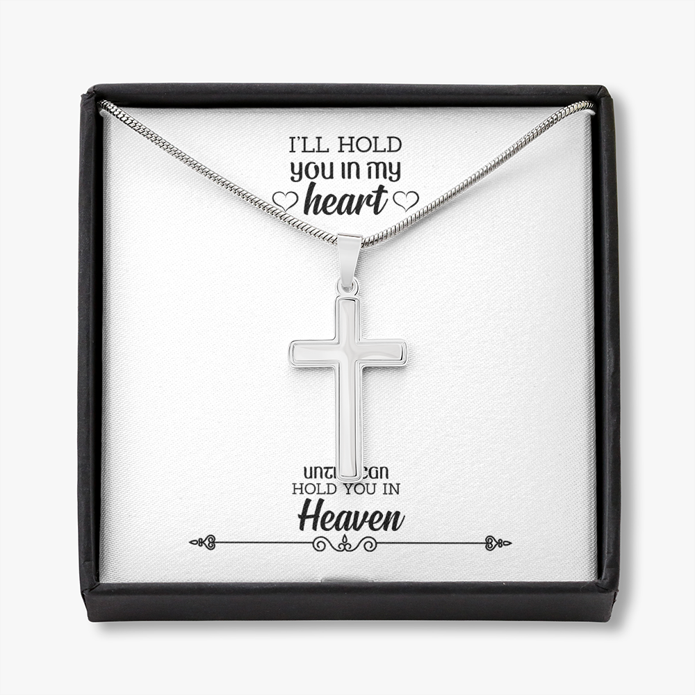 I'll Hold You in my Heart Dad Memorial Gift Dad Memorial Cross Necklace Sympathy Gift Loss of Father Condolence Message Card-Express Your Love Gifts