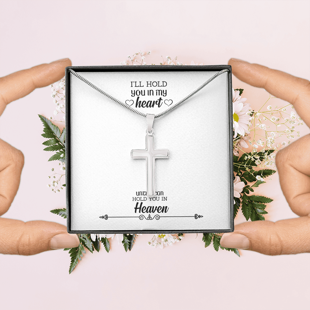 I'll Hold You in my Heart Dad Memorial Gift Dad Memorial Cross Necklace Sympathy Gift Loss of Father Condolence Message Card-Express Your Love Gifts