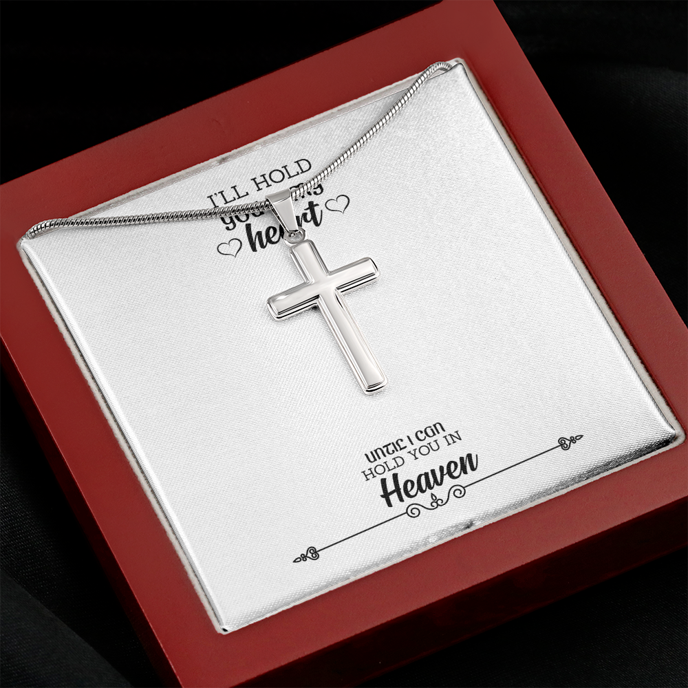 I'll Hold You in my Heart Dad Memorial Gift Dad Memorial Cross Necklace Sympathy Gift Loss of Father Condolence Message Card-Express Your Love Gifts