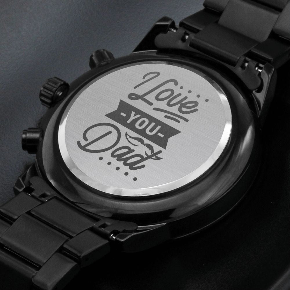 I Love You Dad Engraved Multifunction Analog Stainless Steel Chronograph Men's Watch W Copper Dial-Express Your Love Gifts