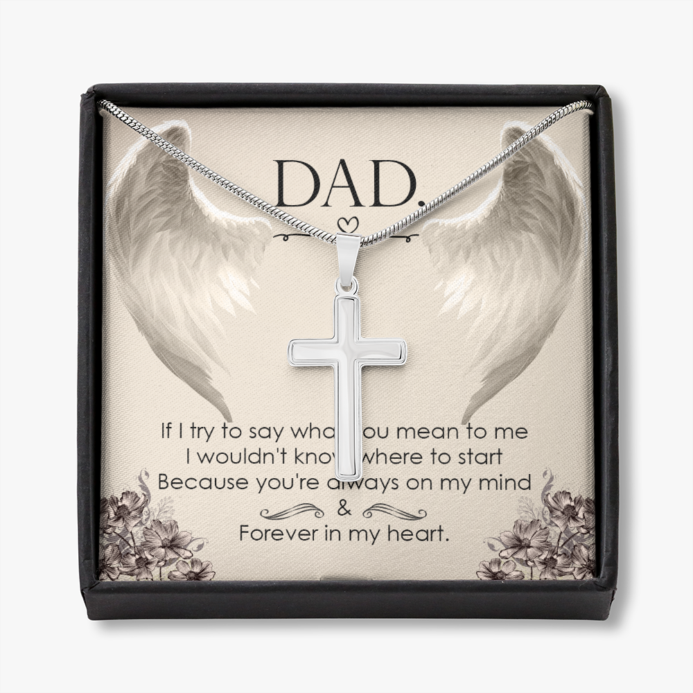 I Try to Say Dad Memorial Gift Dad Memorial Cross Necklace Sympathy Gift Loss of Father Condolence Message Card-Express Your Love Gifts