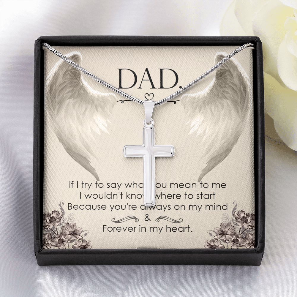 I Try to Say Dad Memorial Gift Dad Memorial Cross Necklace Sympathy Gift Loss of Father Condolence Message Card-Express Your Love Gifts